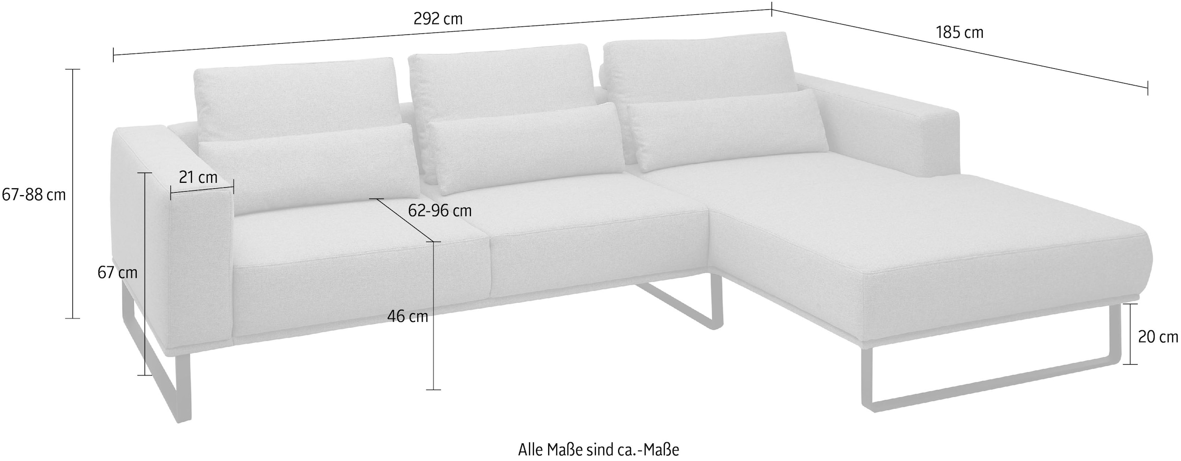 Musterring Canapé d'angle »JustB! PM100« design moderne avec patins métalliques noirs et largeur de 292 cm - 6 couleurs