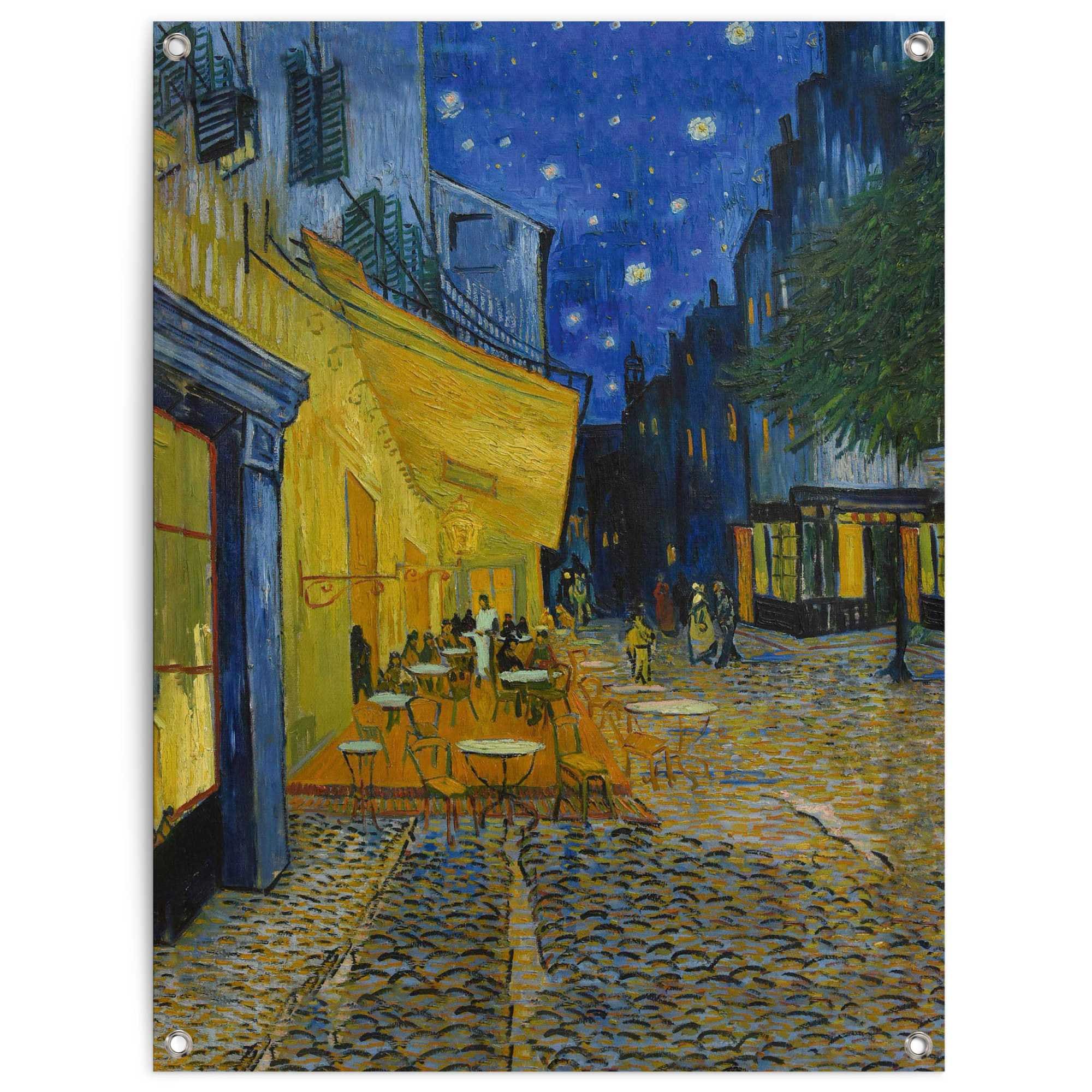 Image of Reinders Poster "Van Gogh - café de nuit" Garten - Nacht - Terrasse - Sternenhimmel - Blau - Leinwand - Kunst