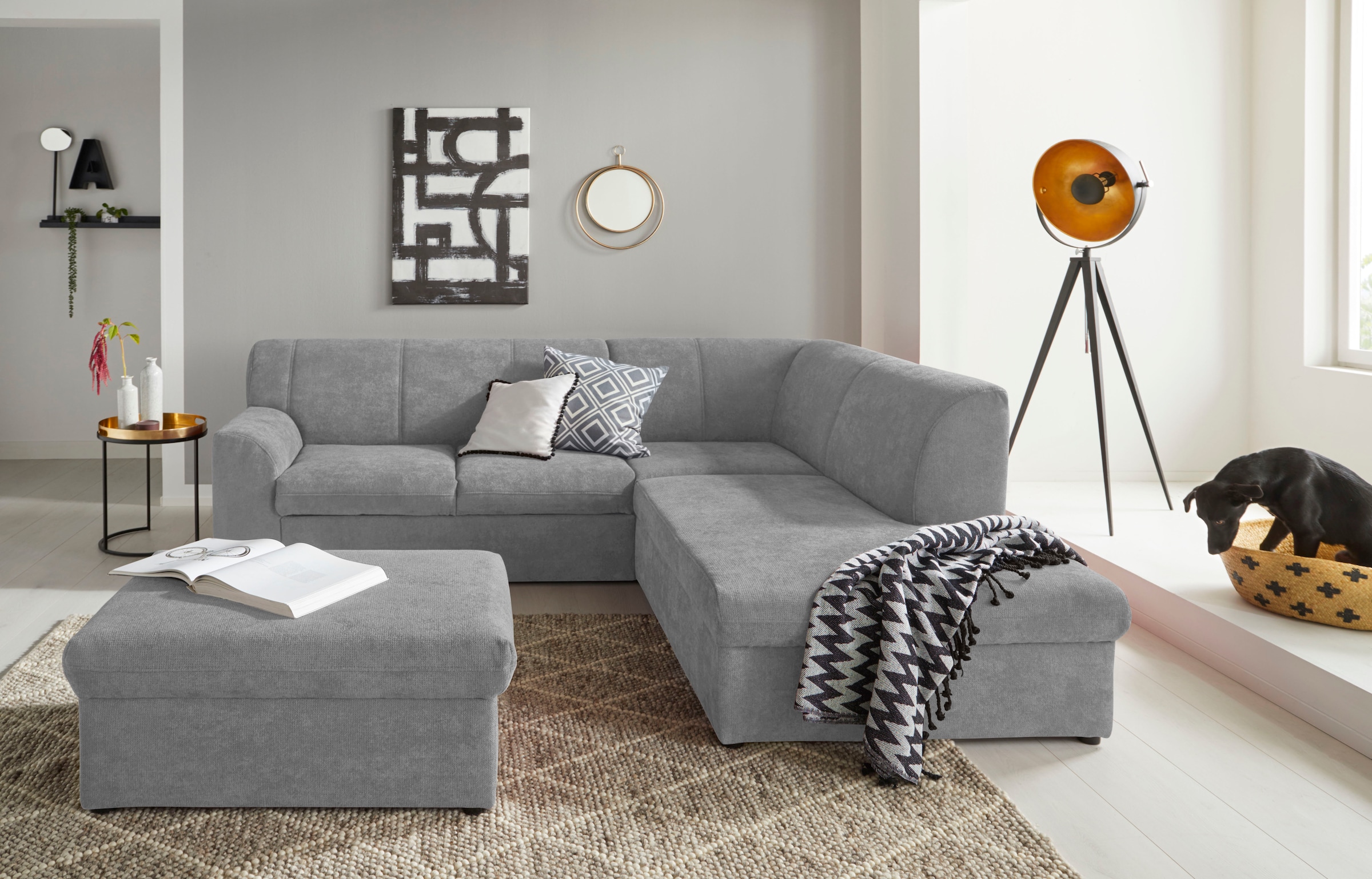 DOMO collection Ecksofa »Topper zeitlos elegant, kompakte Stellmasse, OTTOs Choice, L-Form«, mit Ottomane, wahlweise mit Schlaffunktion
