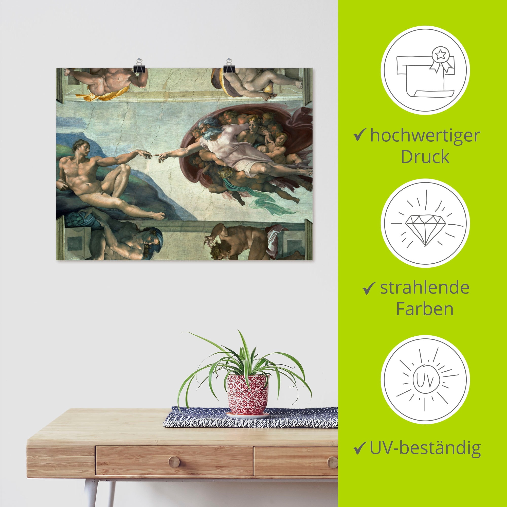 Artland Wandbild »Die Erschaffung des Adam« Religion 1 Stk. tlg. als Leinwandbild, Poster in verschied. Grössen