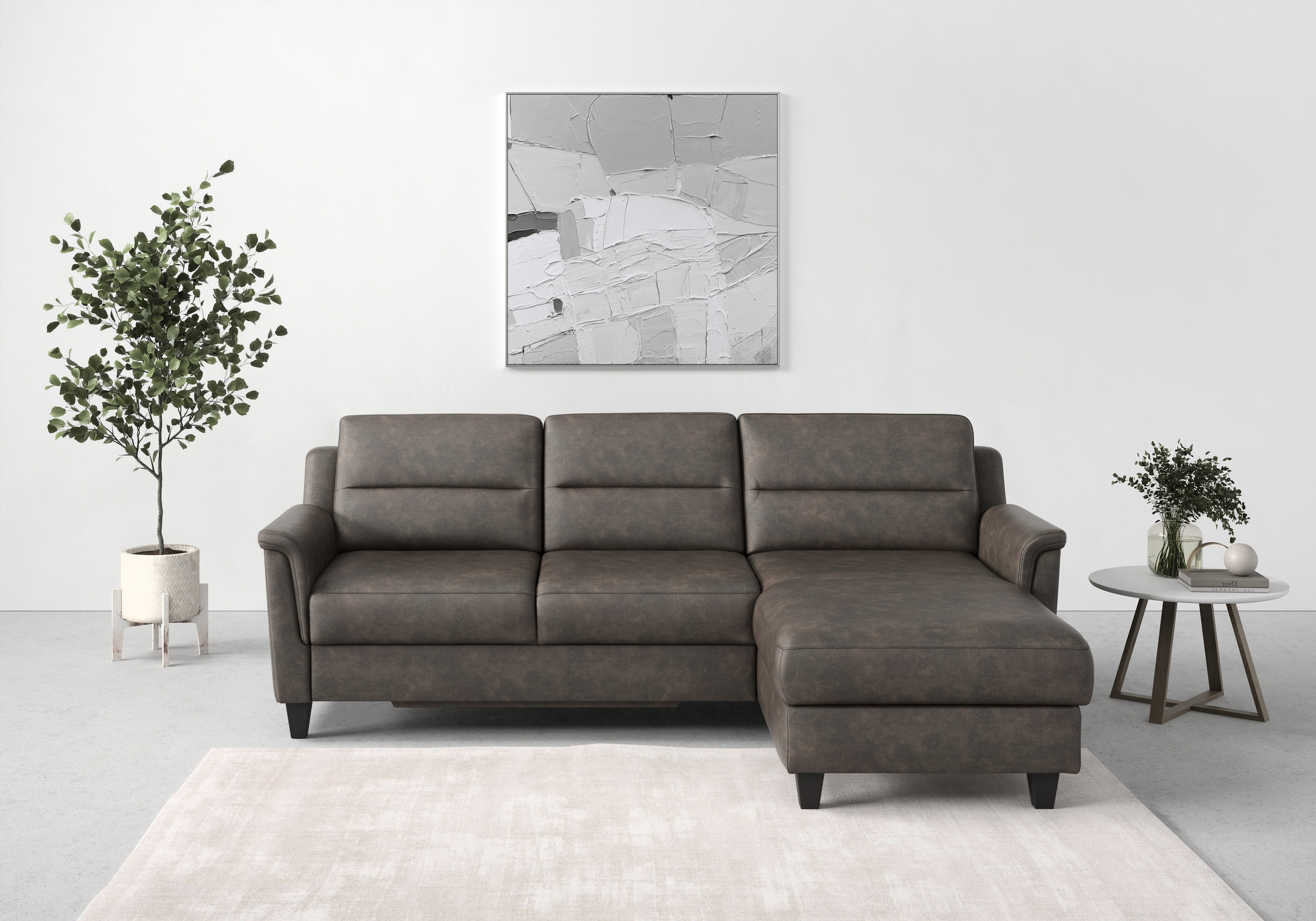 sit&more Ecksofa »Farö L-Form« inklusive Federkern, wahlweise mit Bettfunktion und Bettkasten