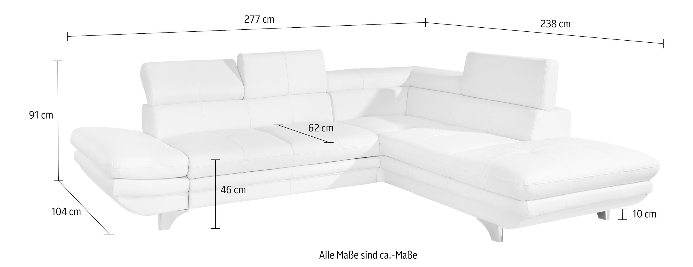 COTTA Polstergarnitur »Enterprise L-Form«, (Set), Set bestehend aus: Ecksofa mit Arm- & Kopfteilverstellung & Hocker