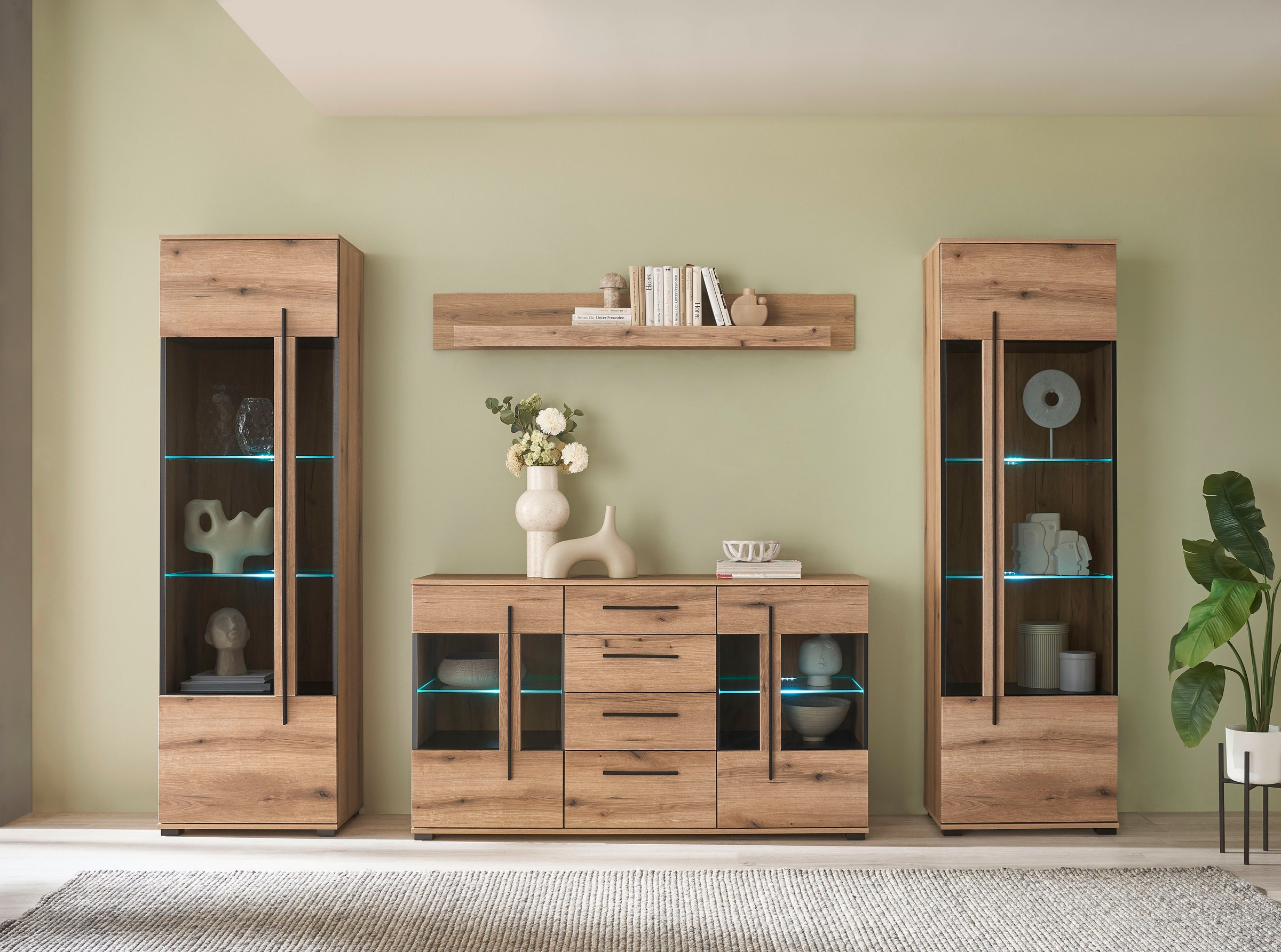 INOSIGN Sideboard »Cantara, moderner Schrank, Kommode in Eiche Evoke oder weiss«, schwarze Stangengriffe, ausreichend Stauraum, vielseitig einsetzbar