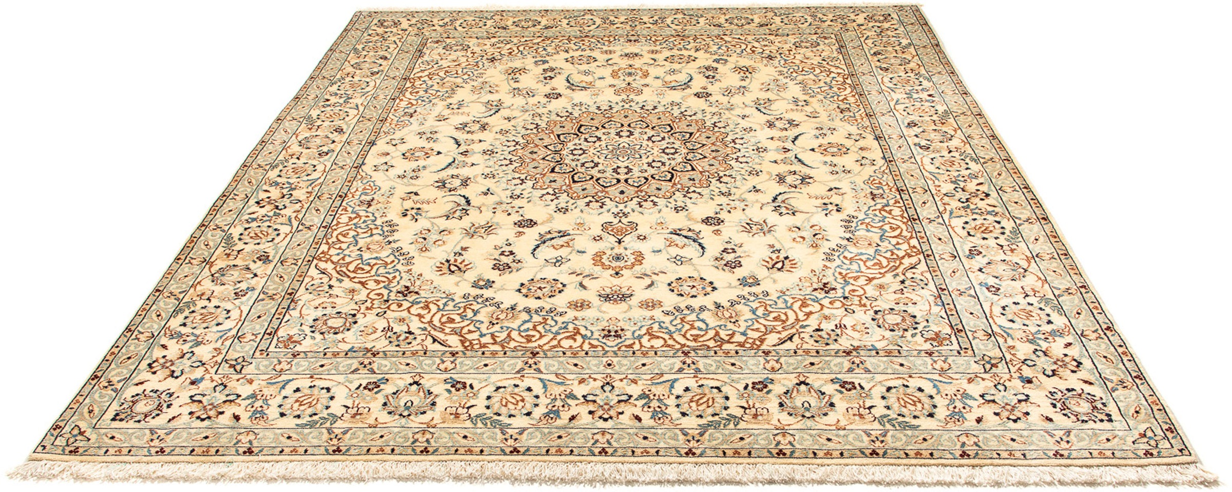 Image of morgenland Orientteppich »Perser - Nain - Royal - 245 x 198 cm - hellbraun«, rechteckig, 10 mm Höhe, Wohnzimmer, Handgeknüpft, Einzelstück mit Zertifikat bei Ackermann Versand Schweiz