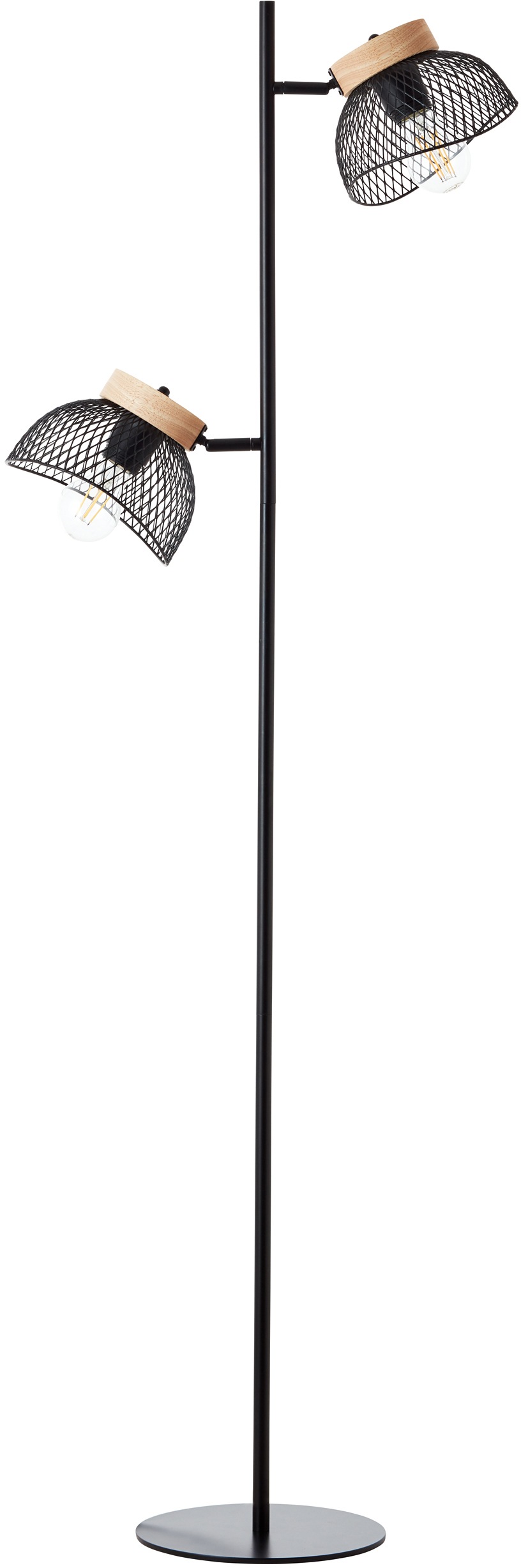 Image of Places of Style Stehlampe »Elmwood«, E27, schwarzer Drahtgitter Schirm, Stehleuchte im Materialmix Metall/Holz, E27 max. 52W bei Ackermann Versand Schweiz