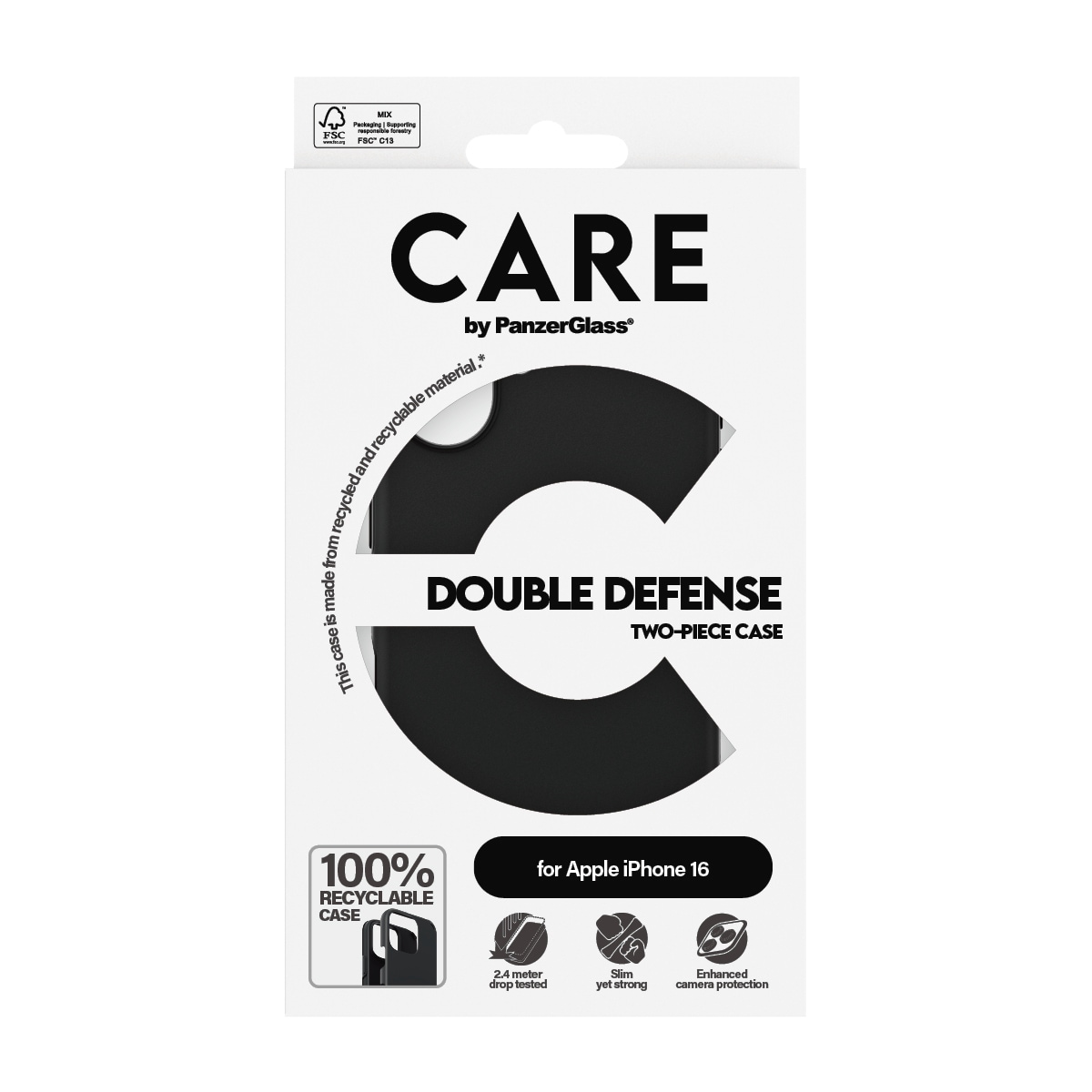 CARE by PanzerGlass Handyhülle »Double Defence Case für Apple iPhone 16« Backcover, Schutzhülle, Handyschutzhülle, Case, Schutzcase, stossfest