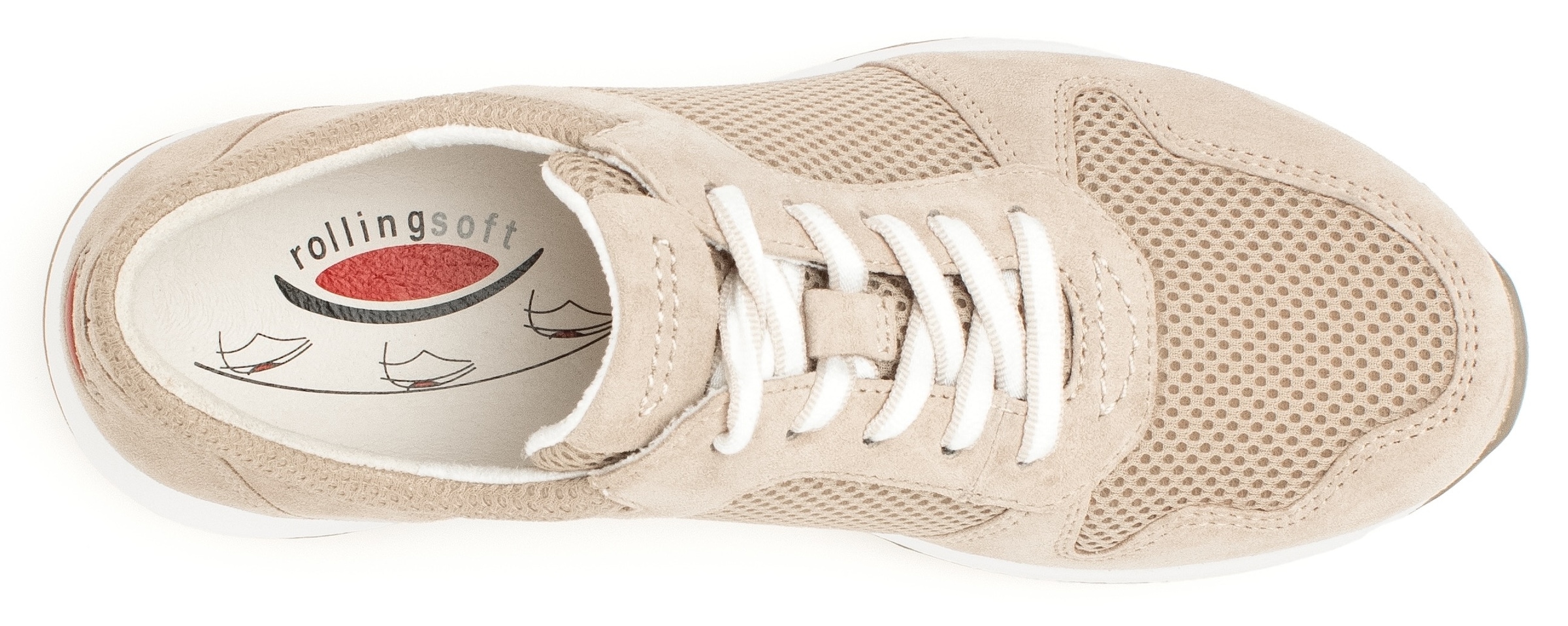 rollingsoft Keilsneaker  , Freizeitschuh, Halbschuh, Schnürschuh im sommerlichem Materialmix