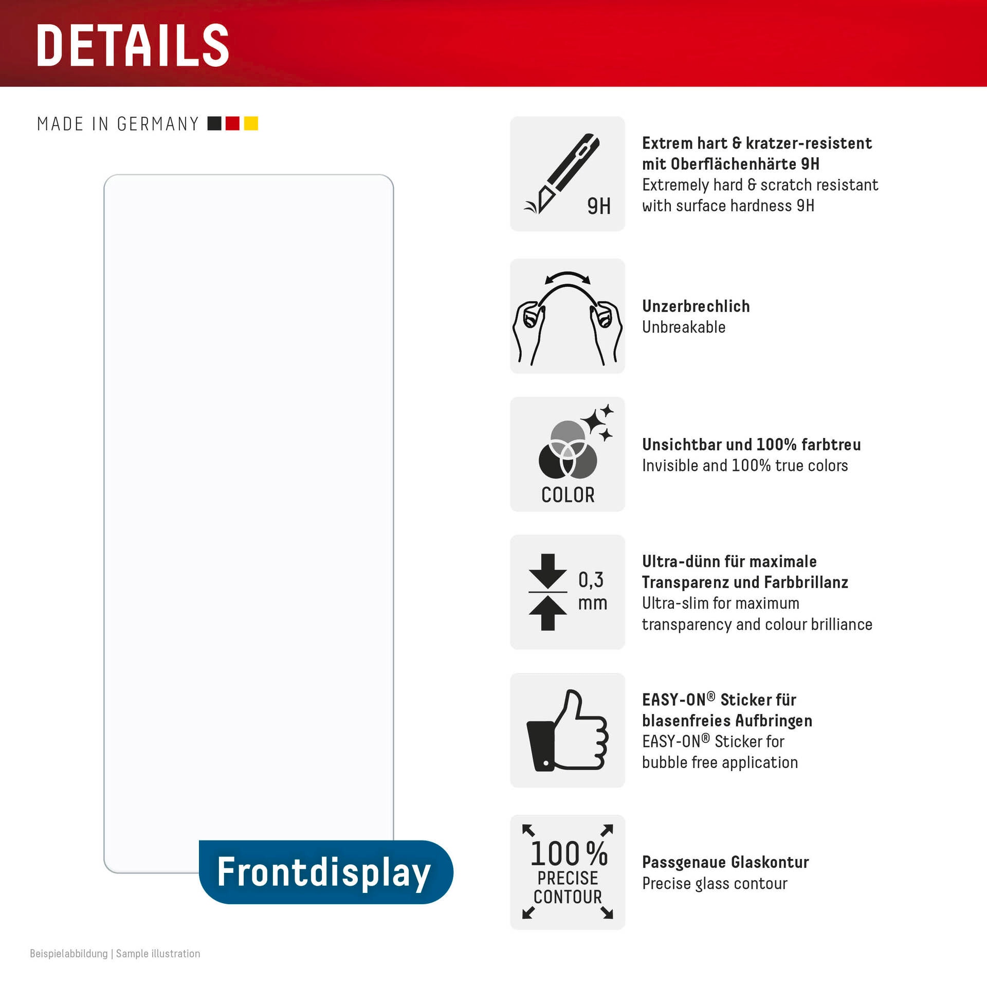Displex Displayschutzglas »Smart Glass«, Displayschutzfolie, Schutzfolie, Bildschirmschutz, kratz- & stossfest