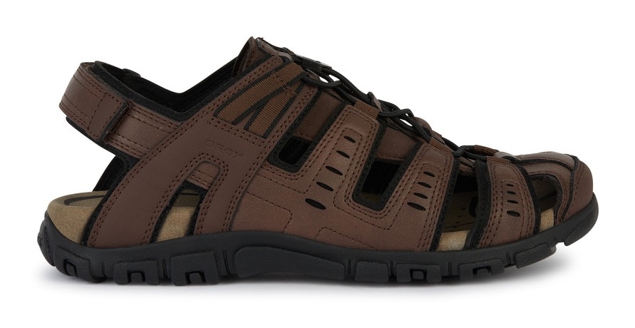 Geox Sandale »UOMO SANDAL STRADA C«, Sommerschuh, Klettschuh, Outdoorsandale, mit Lederfussbett