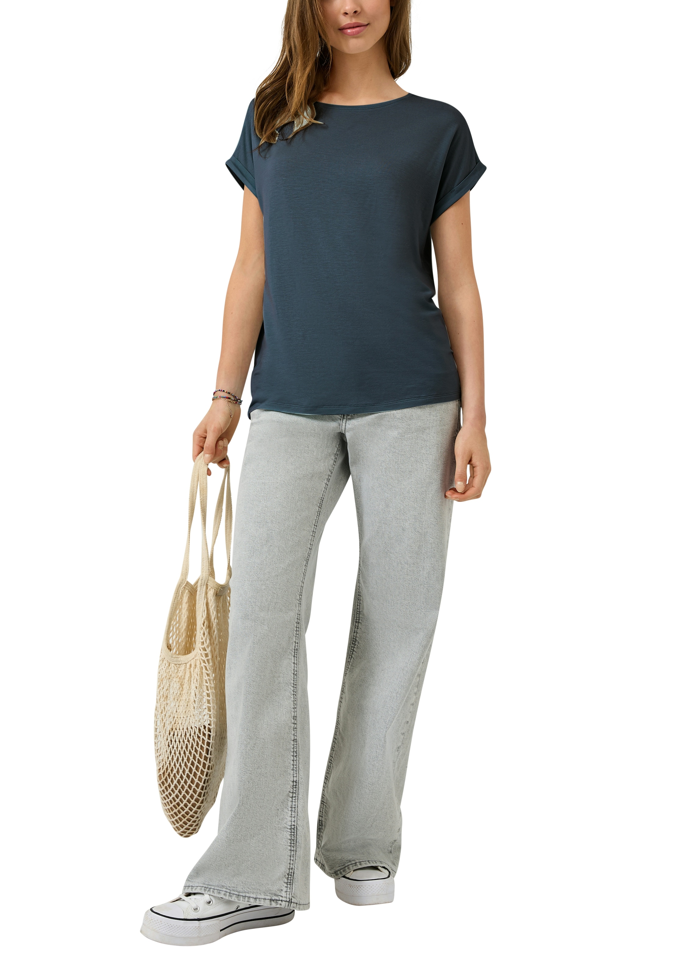 QS T-shirt à manches courtes mit Ärmelaufschlag