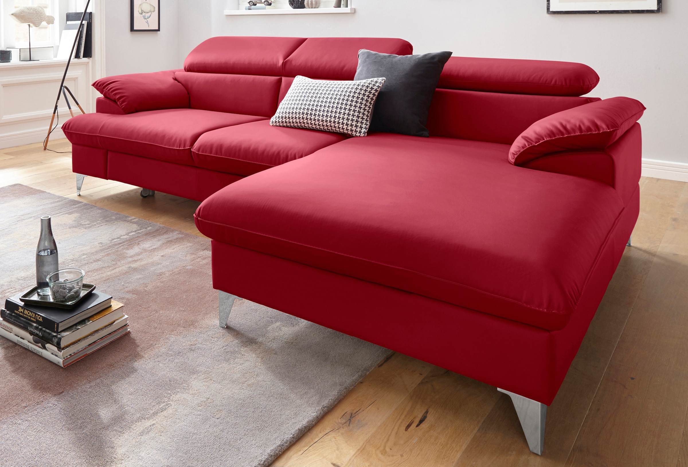 COTTA Polstergarnitur »Caluso L-Form«, (2 tlg.), Set bestehend aus: Ecksofa mit Kopfteilverstellung & Hocker