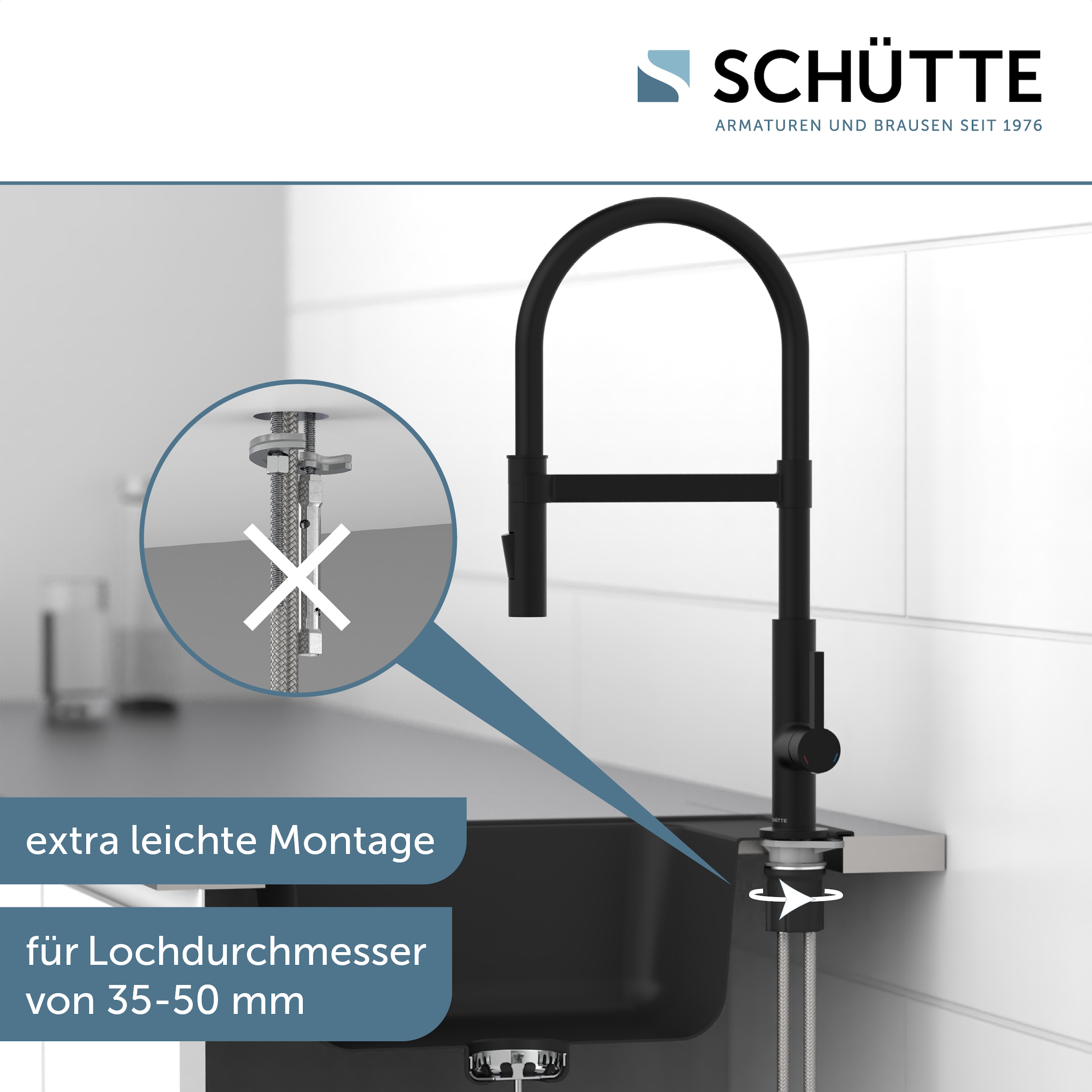 Schütte Robinet d'évier »MIAMI« fonction Cold-Start économe en énergie, pivotant à 360°, réglable en 2 positions