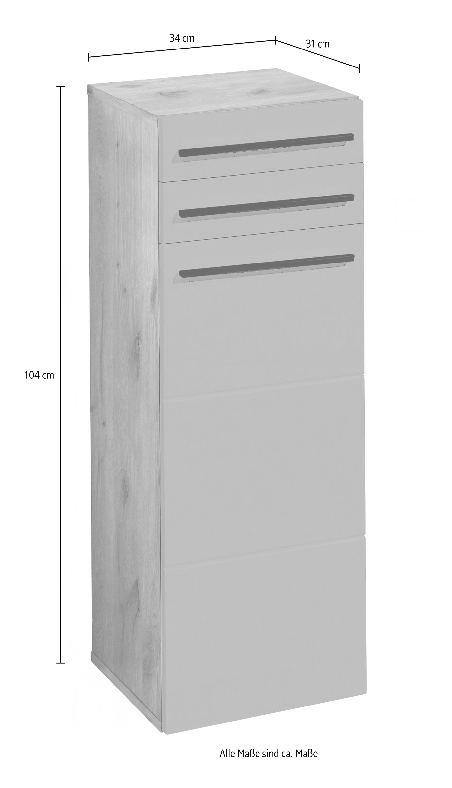 BASIC by Balculina Armoire intermédiaire »Rom BxHxT 34x104x31 cm« 1 cuis tlg. largeur 34cm, poignées en plastique, Made in Europa