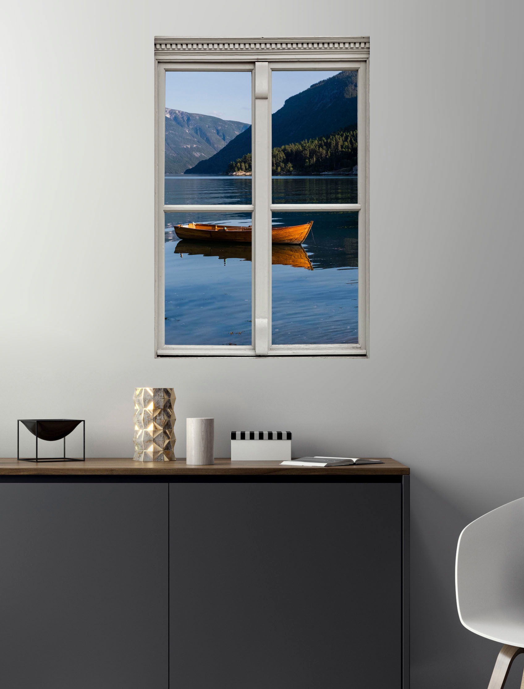 queence Wandsticker »Boot auf See« Wandsticker, Wandbild, selbstklebend, 3D, Fenster