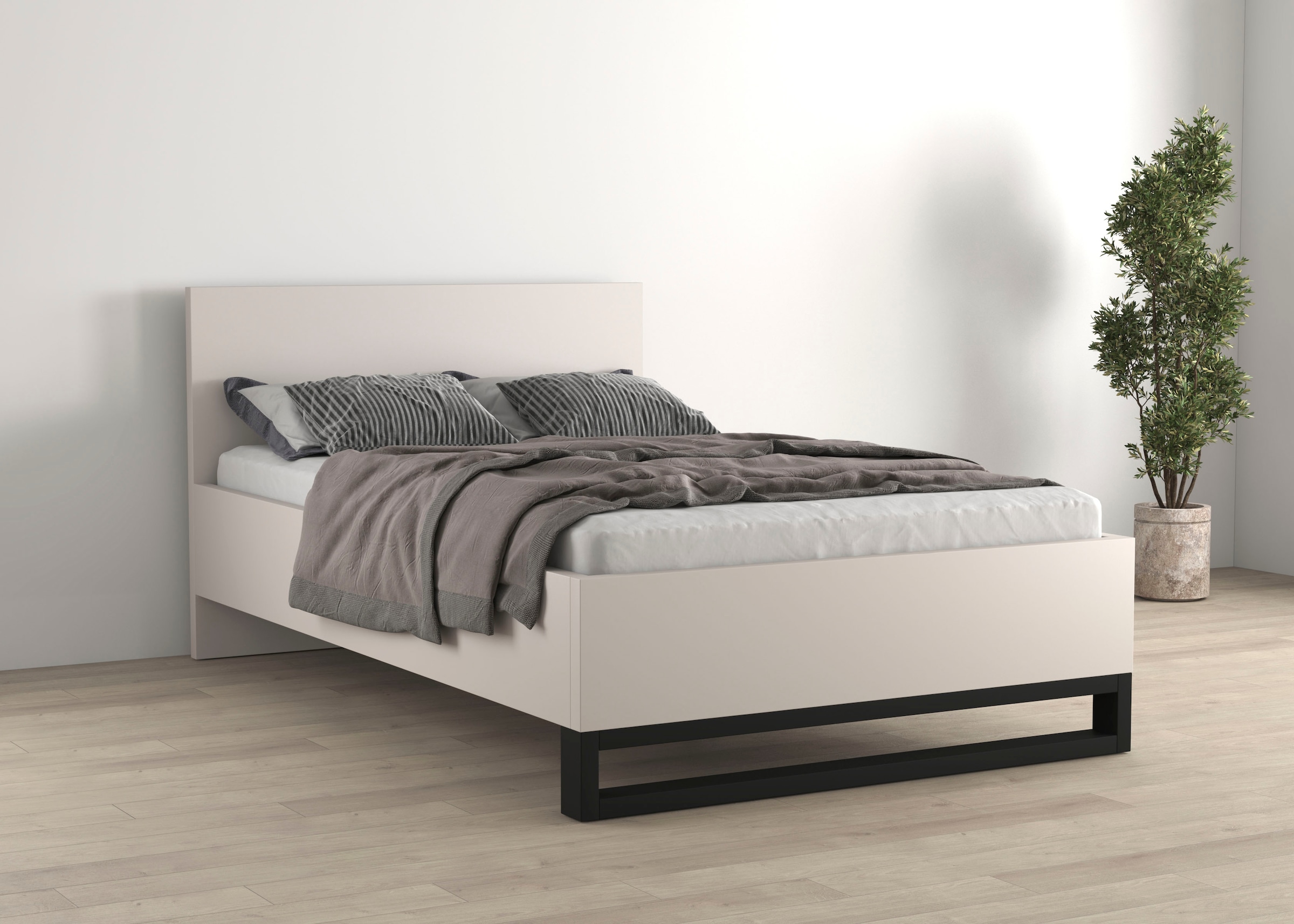 Image of Home affaire Bettgestell "Bronne, Topeseller, Industrial Design" In den Breiten 140cm, 160cm und 180cm, Stauraumbett in drei Breiten, stabil mit Kufen in Metalloptik