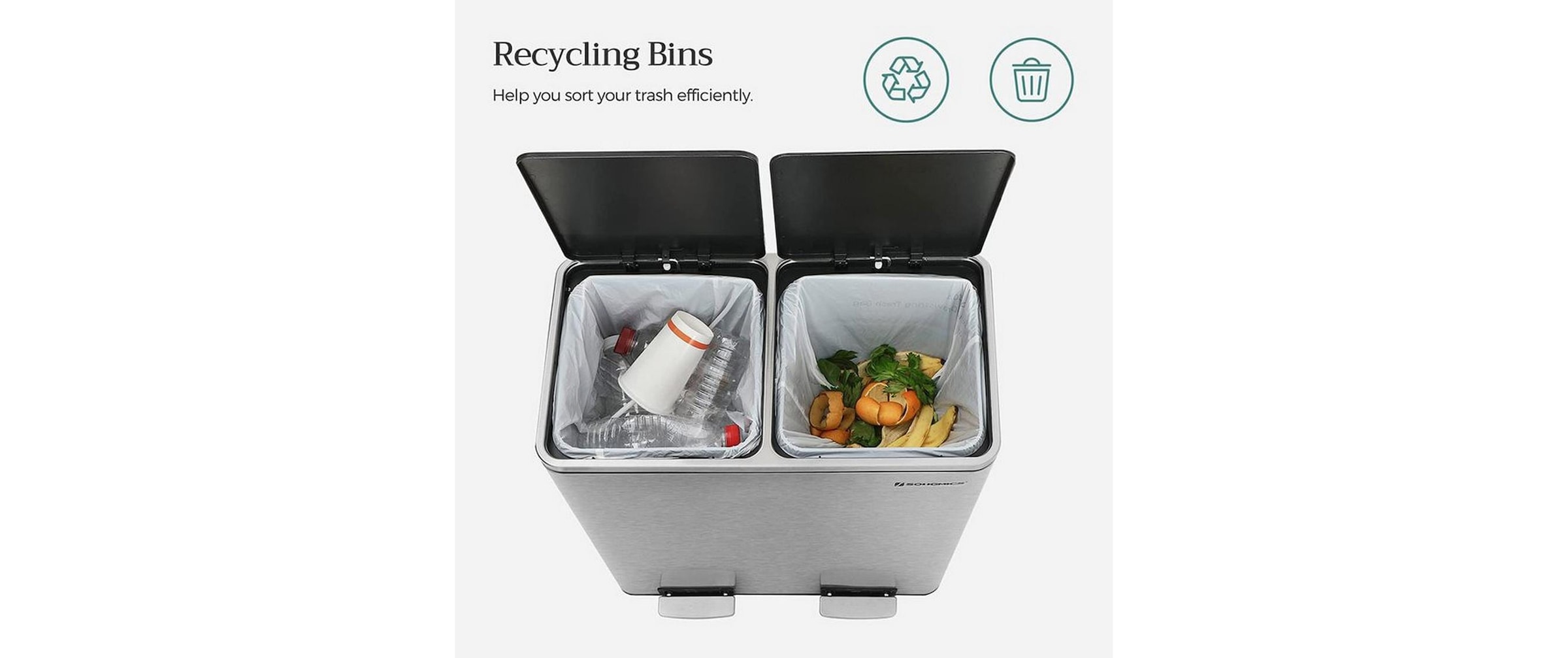 SONGMICS Mülleimer »2 x 30 l«, 2 Behälter