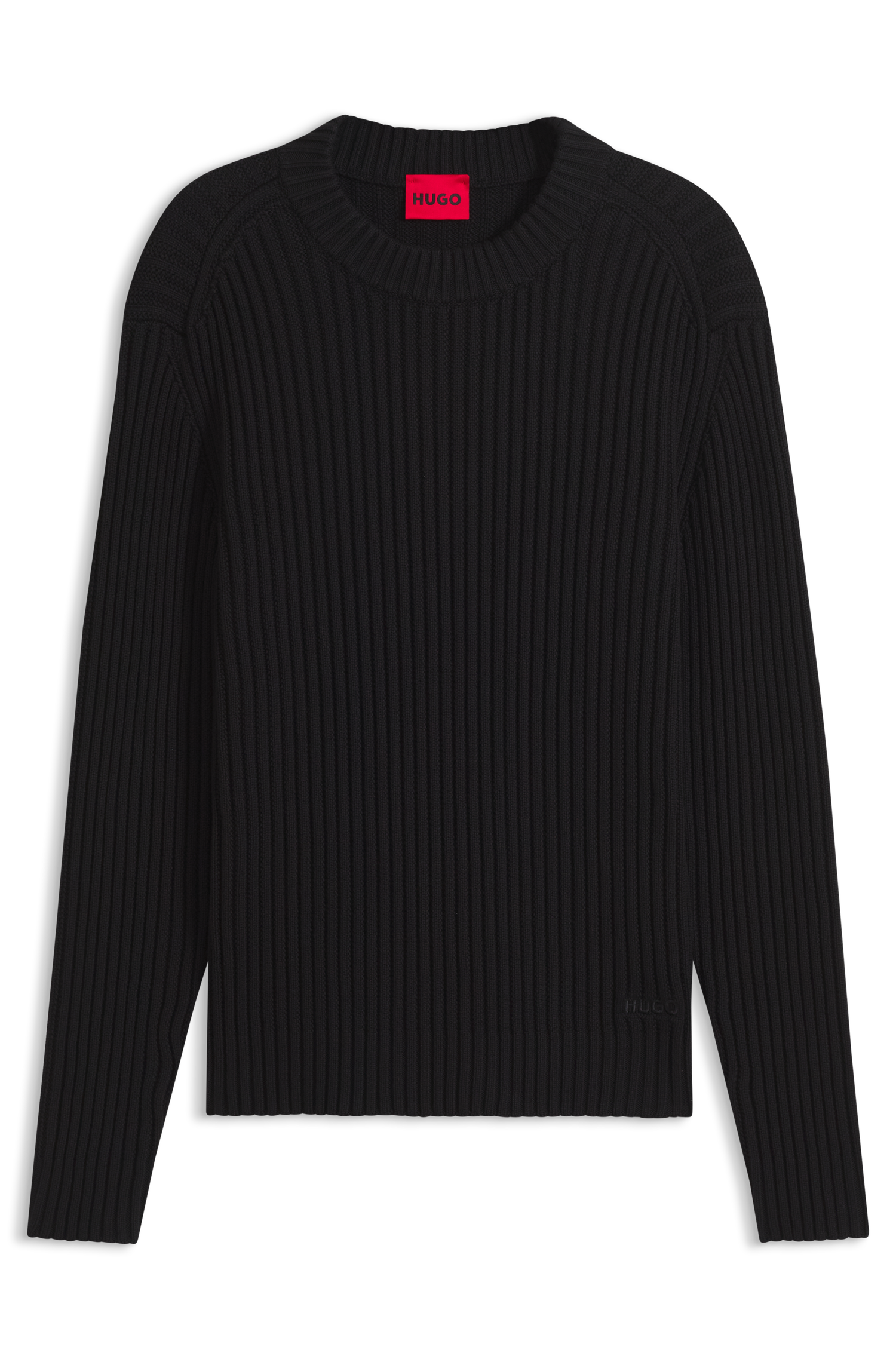 HUGO Pull en tricot »Sribban« en coton, coupe décontractée