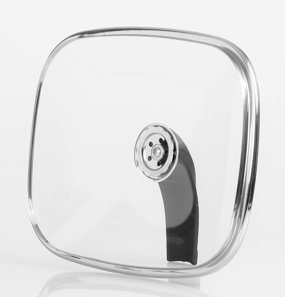LIVINGTON Bratpfanne »Black Doubletta Deluxe«, Aluminium, (1 tlg.), 2-in1 Wendepfanne mit Frittier-Korb-Einsatz und Glasdeckel, Induktion