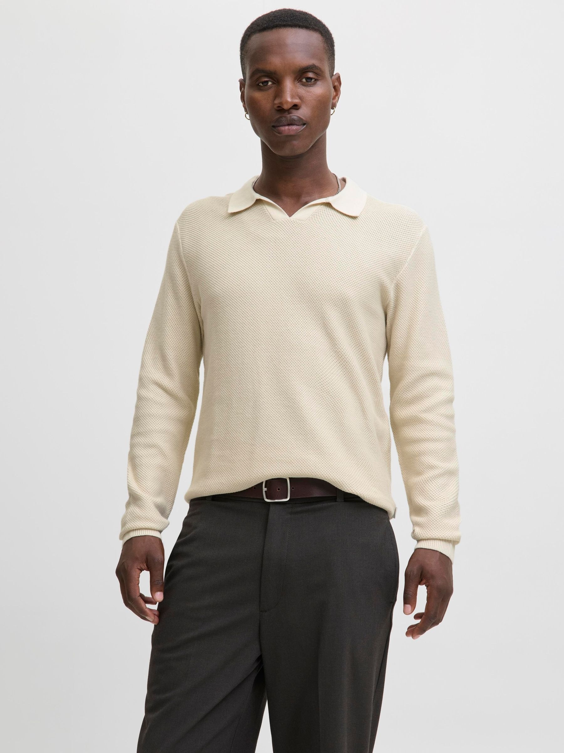 Image of Jack & Jones Polokragenpullover "JPRBLAEASTON KNIT SPLIT NECK LS SN"