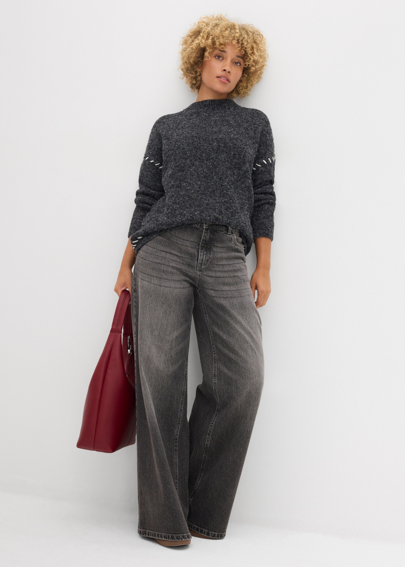 bonprix Longpullover mit hüftbedeckender Länge, Oversize-Passform