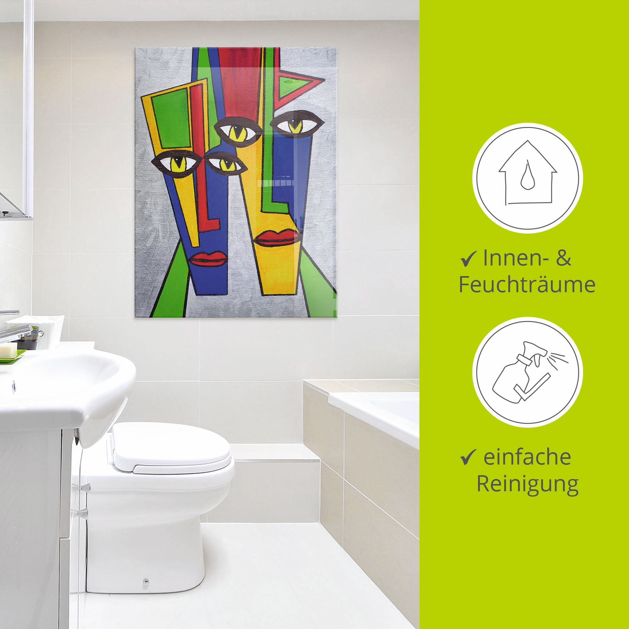 Artland Tableau en verre »Portrait« Motif 1 cuis tlg. disponible en différentes tailles
