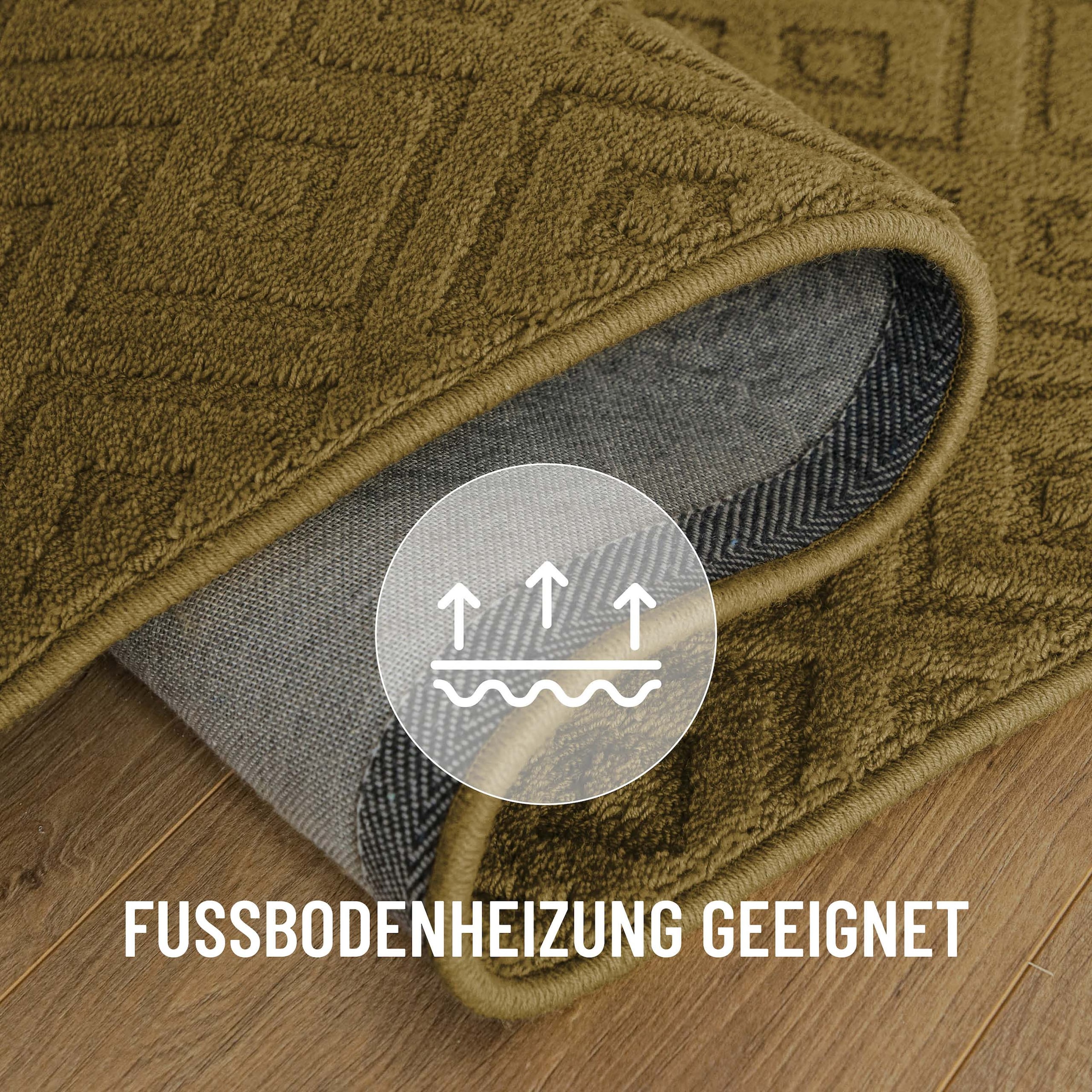 Wecon home Teppich »Castello TWO« rechteckig 7 mm Höhe Schurwolle, Kurzflor mit Hoch-Tief-Effekt, Wohnzimmer, Rautenmuster