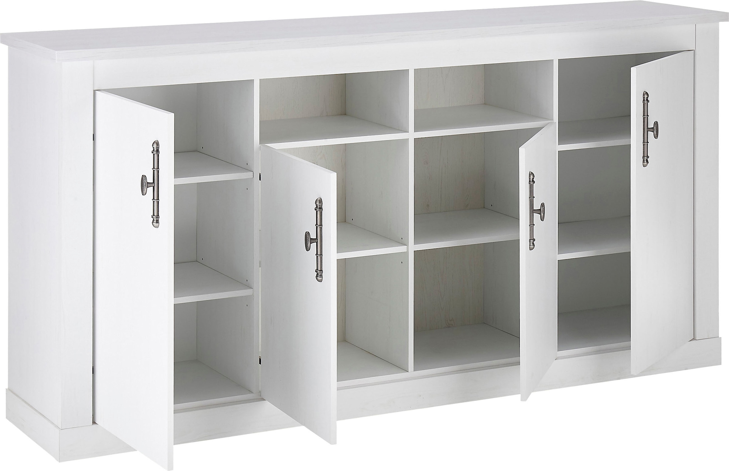 Home affaire Sideboard »RAVENNA«, im romantischen Landhausstil, Griffe aus Metall, Breite 201 cm