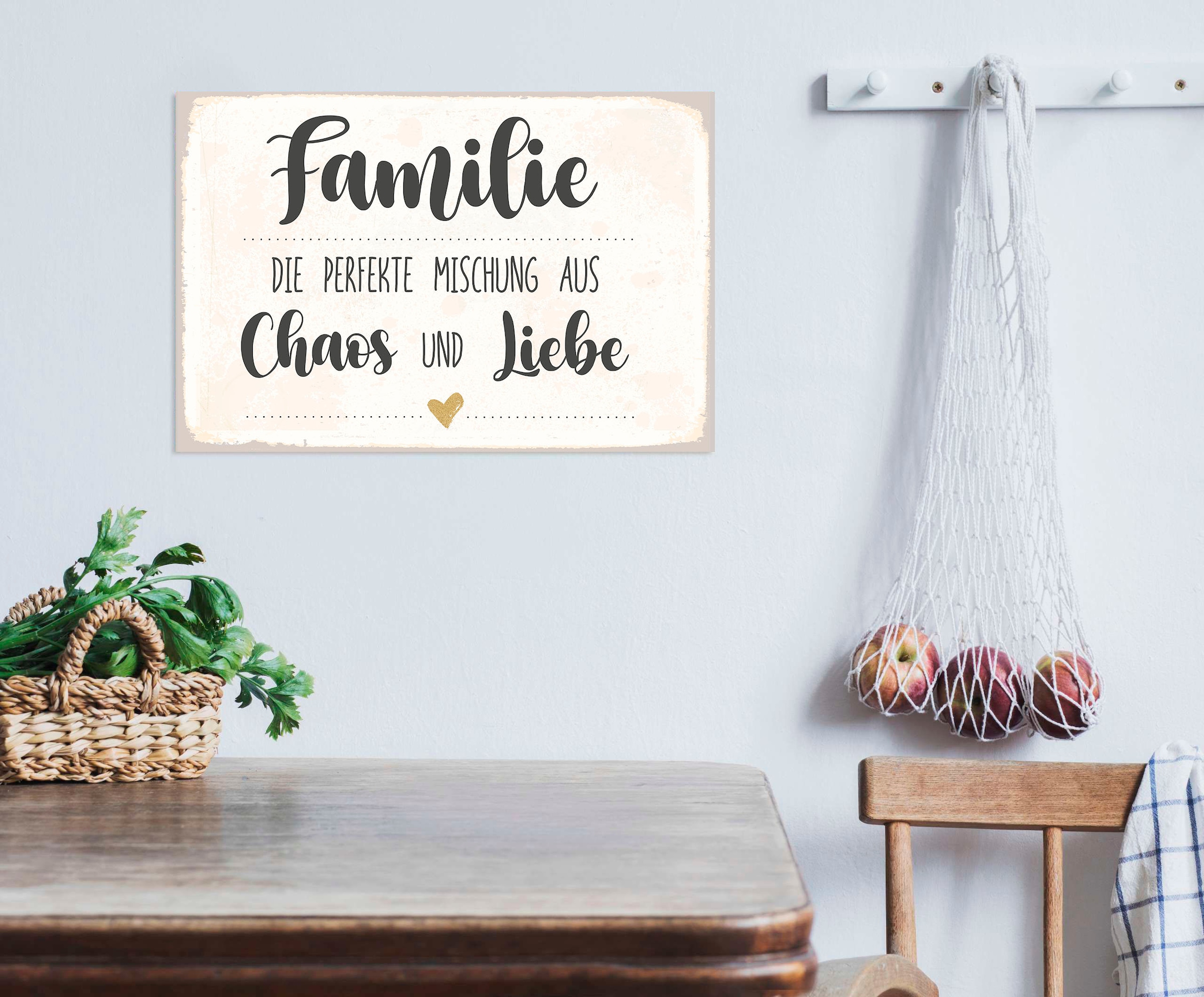 queence Metallbild »Familie«, Schriftzüge-Schriftzug, (1 St.), Stahlschild, Blechschild, Sprüche, Texte, Liebe & Familie