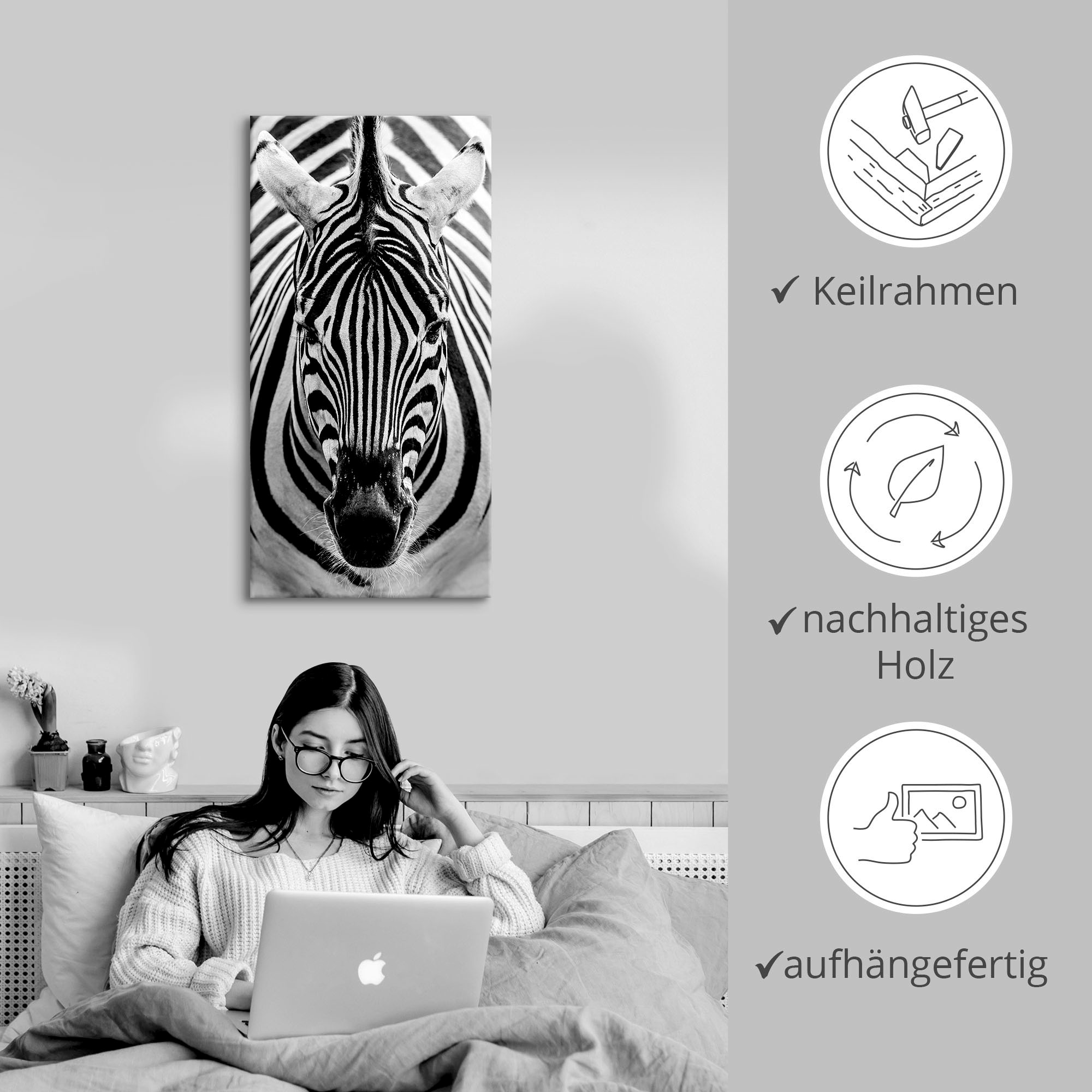 Artland Wandbild »Zebra«, Wildtiere, (1 St.), als Leinwandbild, Poster, Wandaufkleber in verschied. Grössen