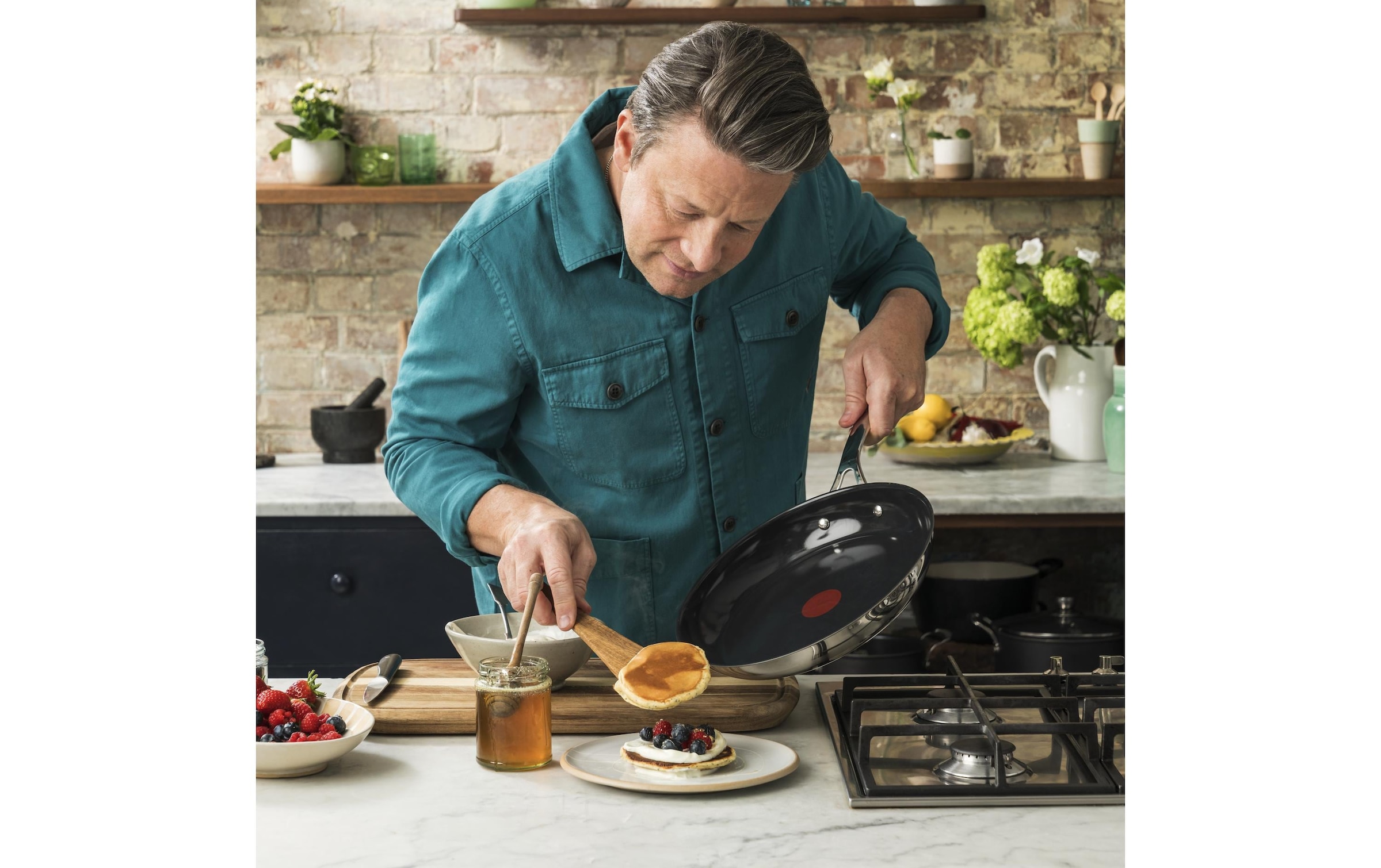 Tefal Bratpfanne »Jamie Oliver Smart Cook« Edelstahl Set, 2 tlg. Antihaftbeschichtete Keramikoberfläche, Thermo-Spot, Induktion