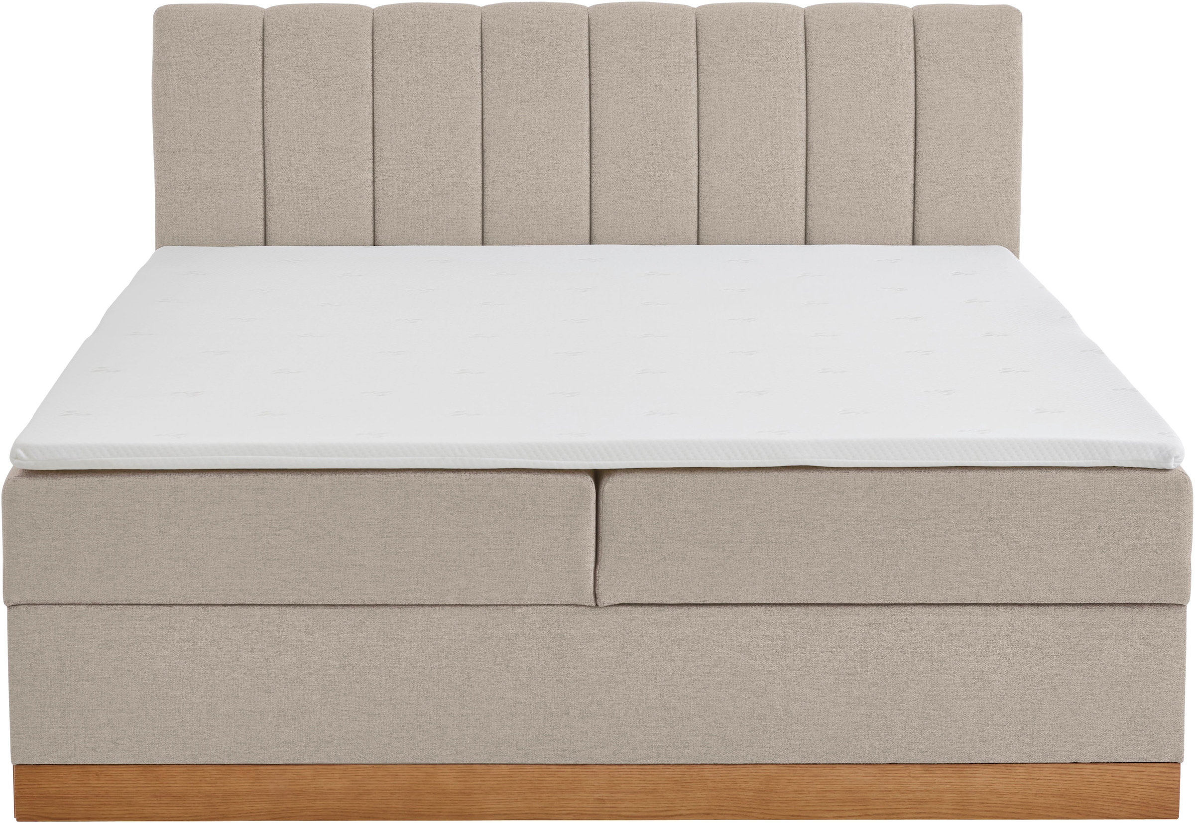 Home affaire Boxbett »FRAPELLE, Polsterbett mit Bettkasten und Taschenfederkernmatratze H3« mit Topper, Strukturstoff-Bezug, Sockel eichefarbig, 180x200cm