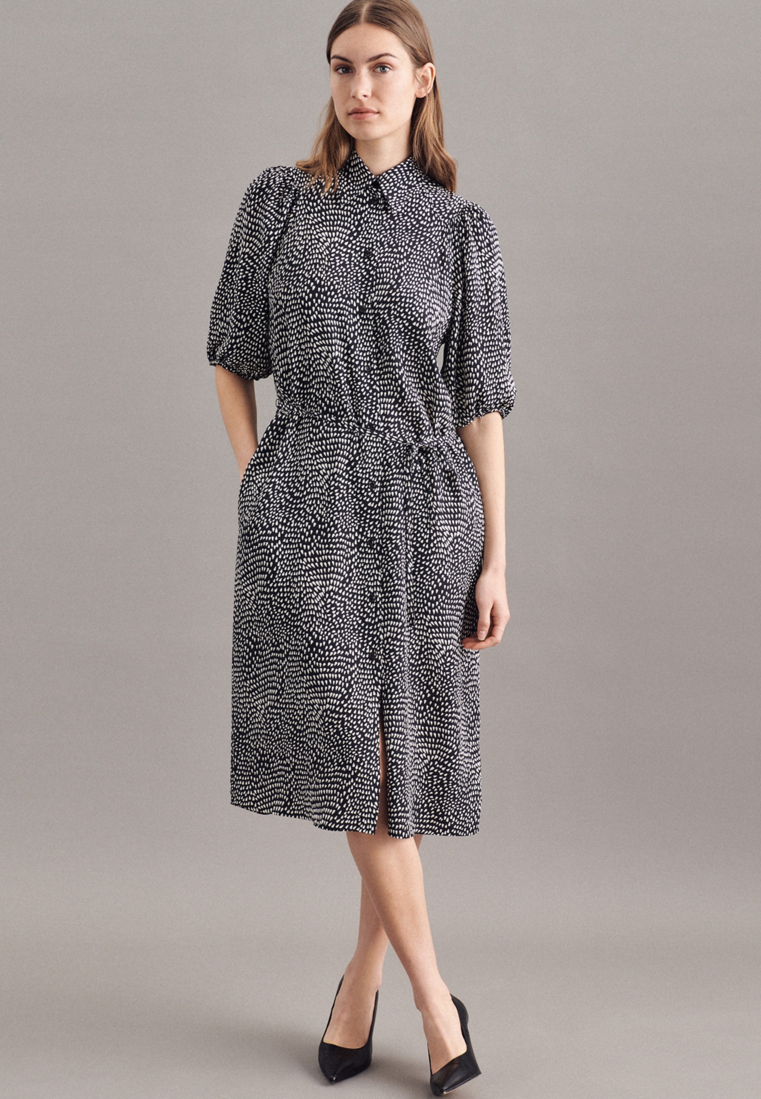 Image of seidensticker Sommerkleid »Schwarze Rose«, Kurzarm Kragen Druck bei Ackermann Versand Schweiz