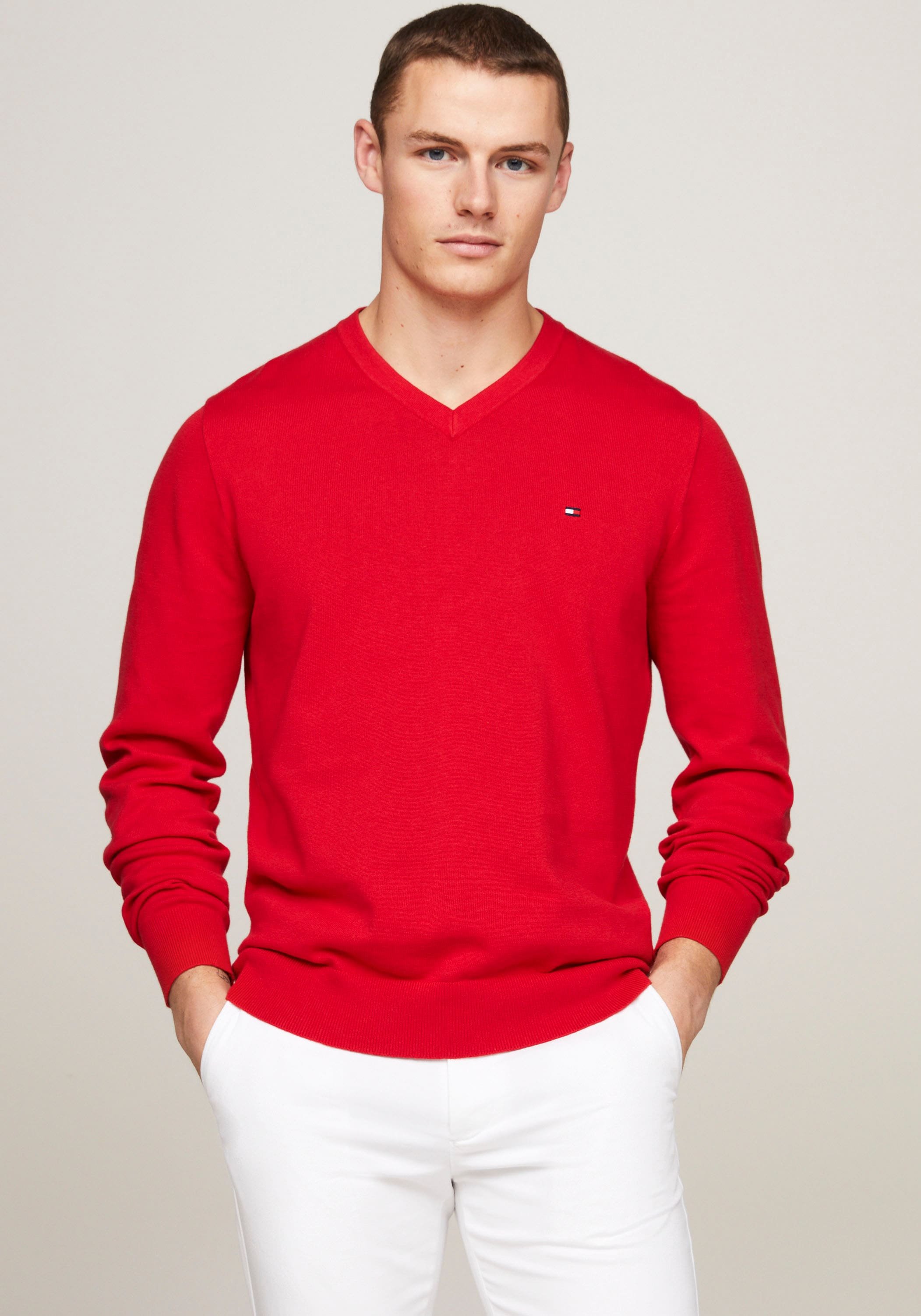 Tommy Hilfiger V-Ausschnitt-Pullover »CLASSIC COTTON V NECK«