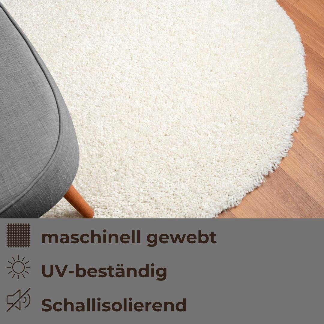 GOODproduct Hochflor-Teppich »Banji« rund 37 mm Höhe Uni Farben, weich und flauschig, auch als rechteckig erhältlich