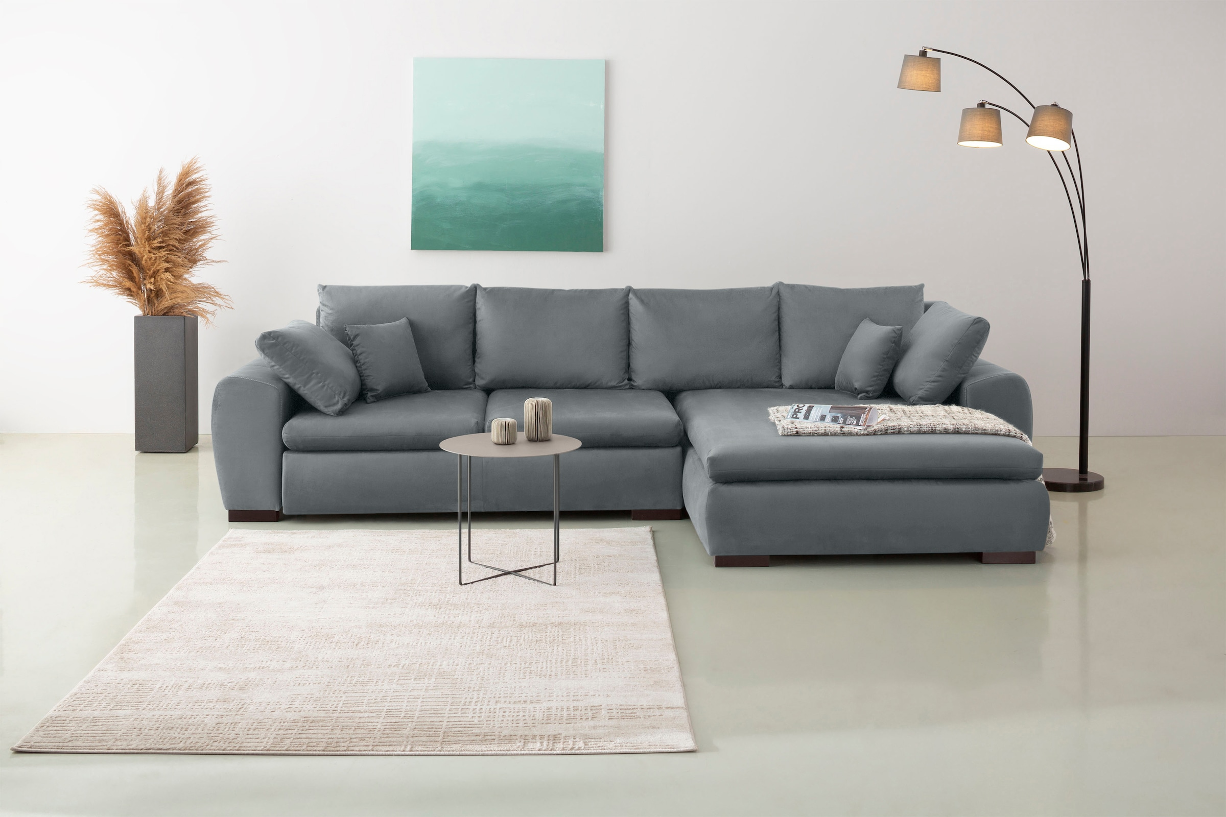 Home affaire Ecksofa Cara Mia L-Form, wahlweise mit Bettfunktion und Bettkasten, Massivholzfüsse