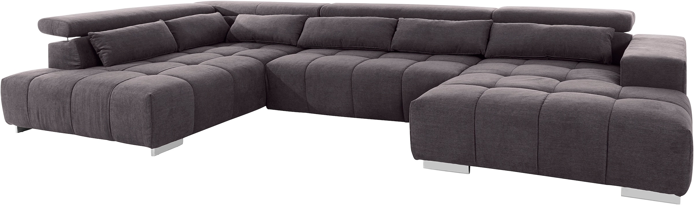 COTTA Wohnlandschaft »Orion U-Form, B: 409 cm« mit Kopfteilverstellung & 6 Nierenkissen