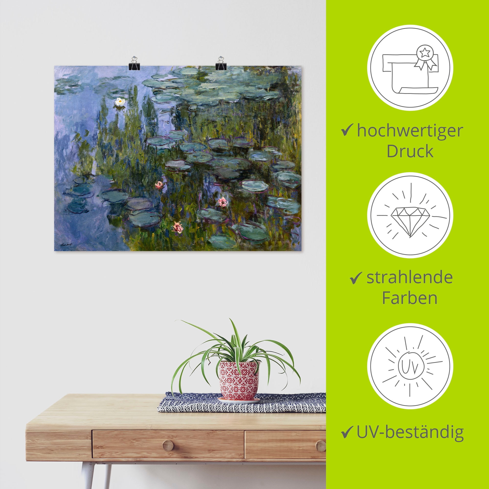 Artland Wandbild »Seerosen (Nympheas). 1918/1921.« Blumen 1 Stk. tlg. als Leinwandbild, Poster in verschied. Grössen