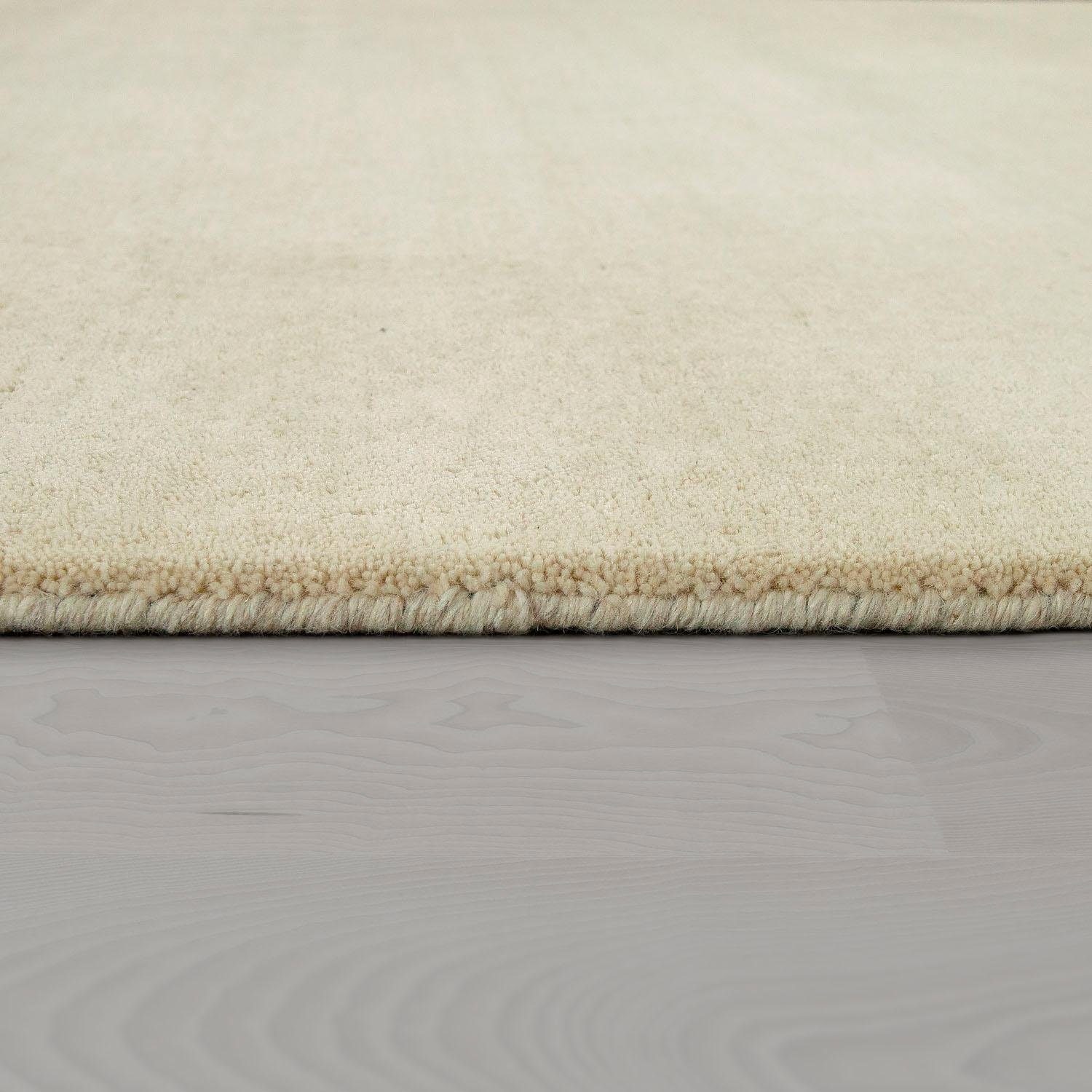 Paco Home Wollteppich »Atlas 100«, rechteckig, 14 mm Höhe, Gabbeh, Kurzflor, handgewebt, reine Wolle, Uni Farben