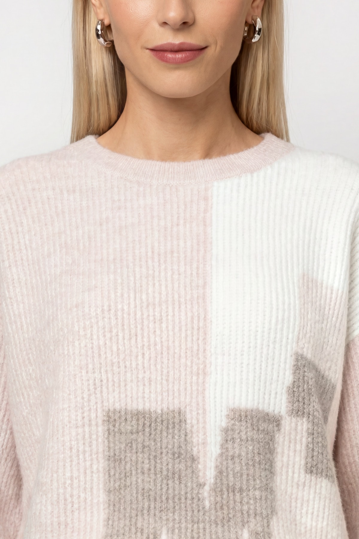 Monari Pull en tricot »Pullover Intarsie« Coupe régulière avec col rond