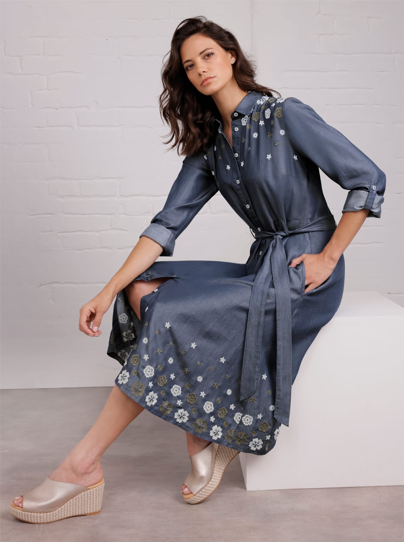 Image of CREATION L PREMIUM Hemdblusenkleid "Lyocell-Kleid"