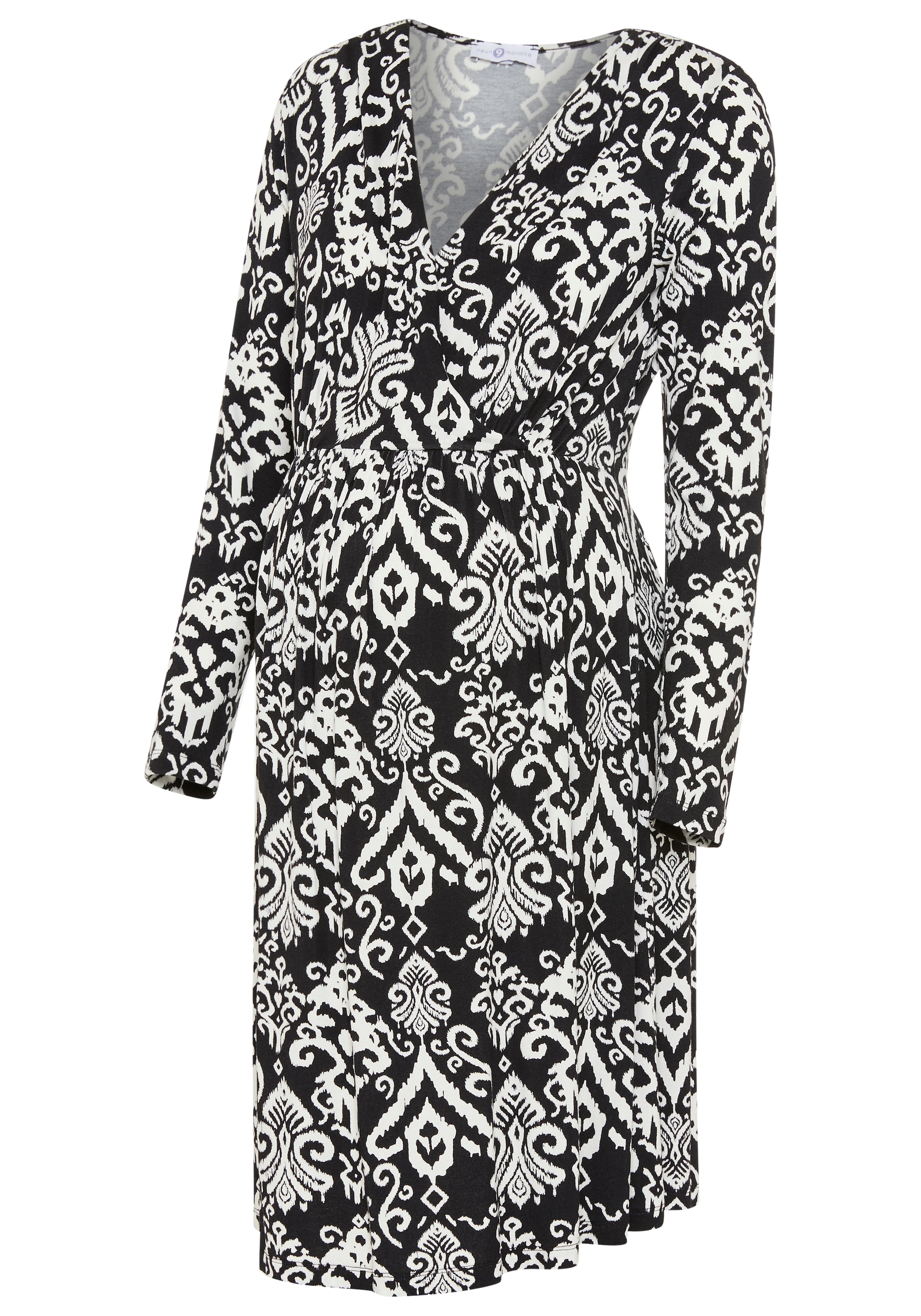 Neun Monate Robe de maternité », Für Schwangerschaft und Stillzeit« , Stillkleid in fliessender Form und mit Punktemuster