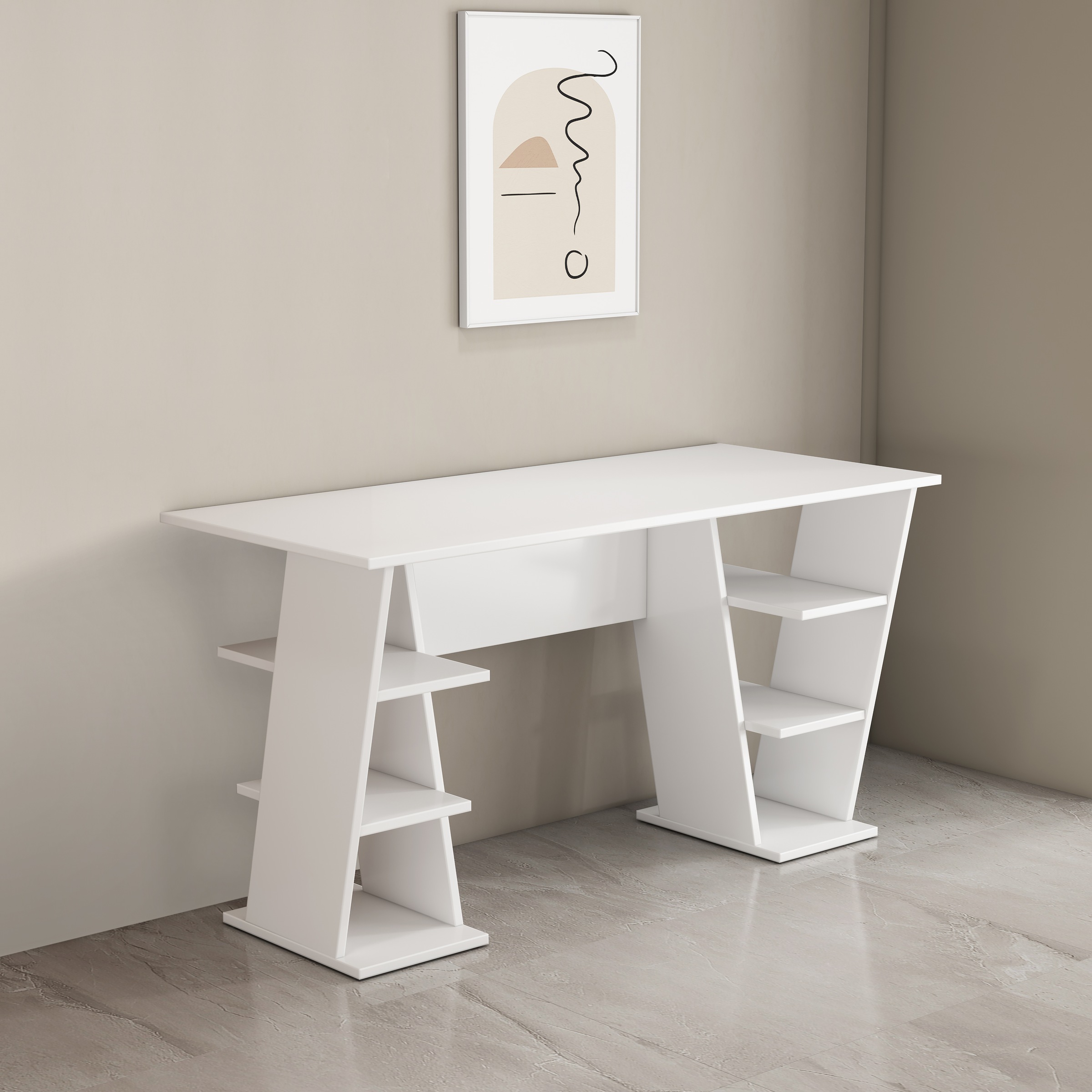 GOODproduct Schreibtisch »Ezzell« Set,  Regalschreibtisch mit Ablagen, modernes Design, Breite 137 cm