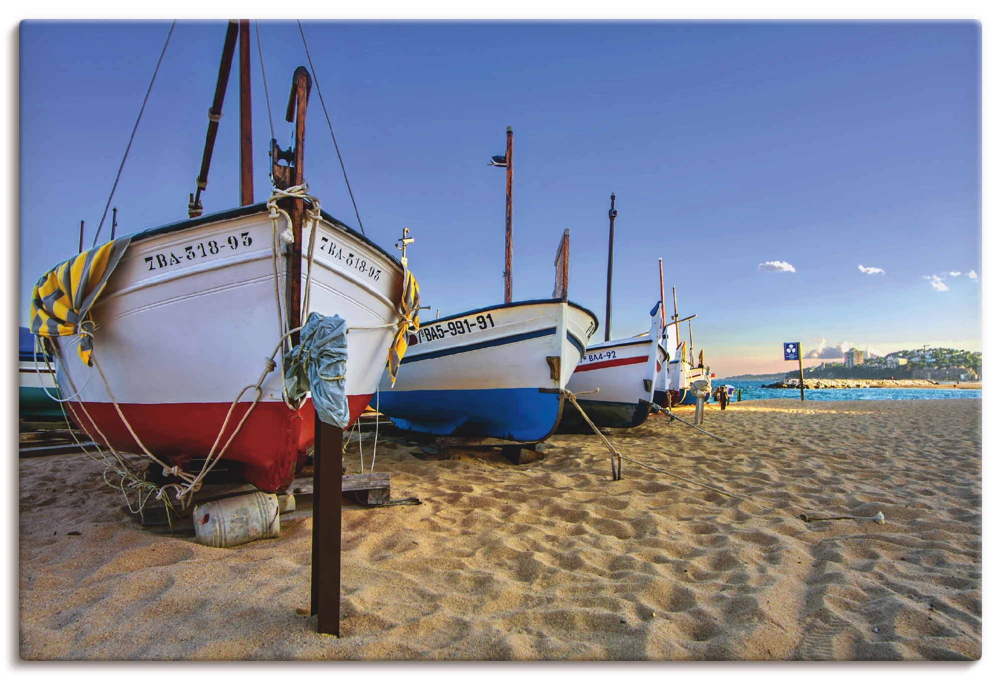 Leinwandbild »Fischerboote am Strand«, Strand, (1 St.), auf Keilrahmen gespannt