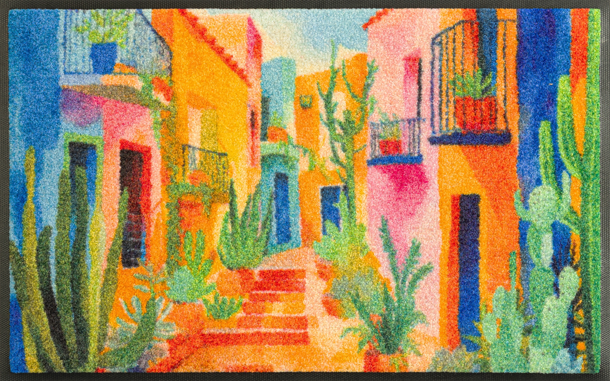 Image of wash+dry by Kleen-Tex Fussmatte "Casas de Colores" rechteckig 7 mm Höhe