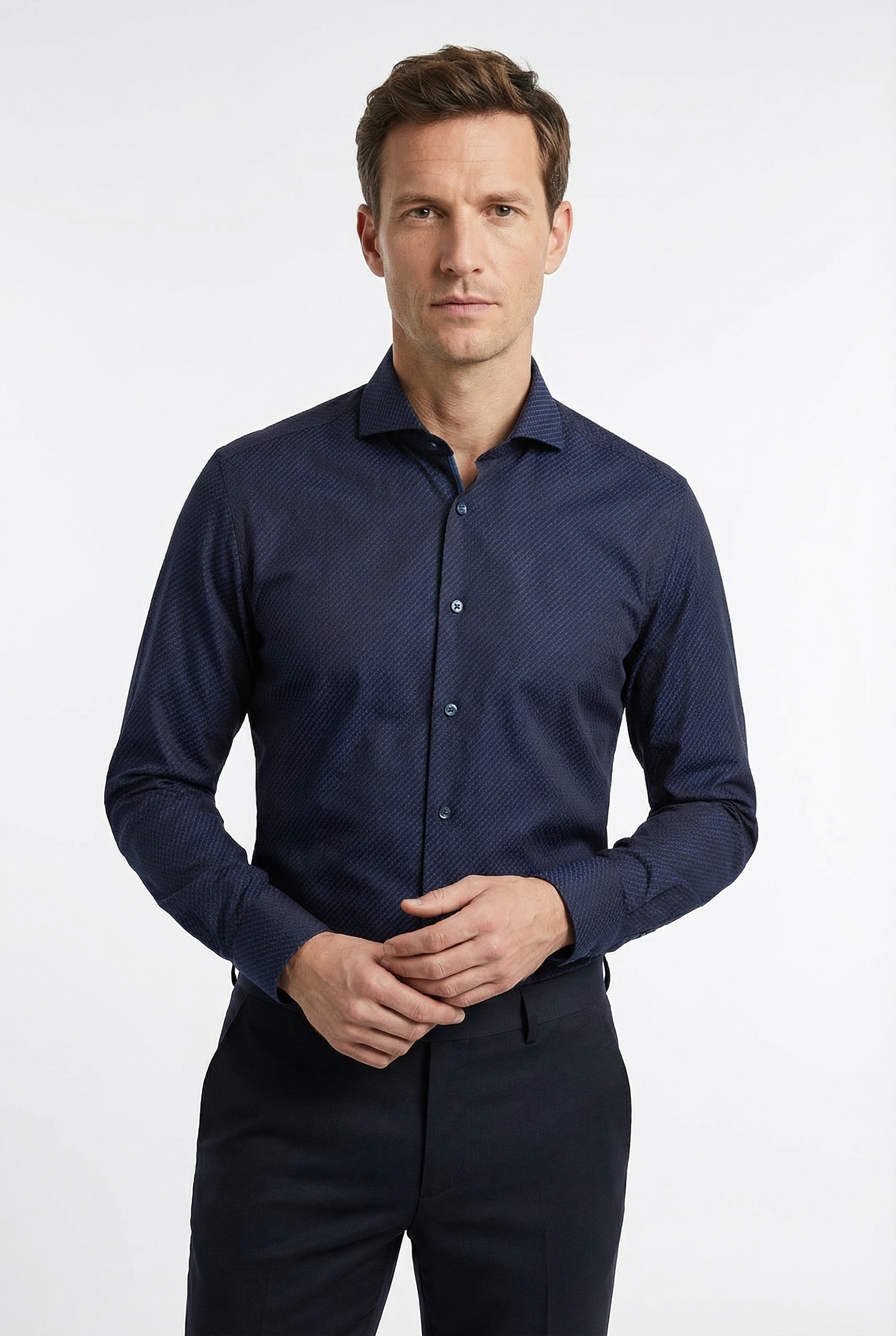 OLYMP Langarmhemd »Level 5« Businesshemd, body fit, mit feiner Struktur, Haifischkragen