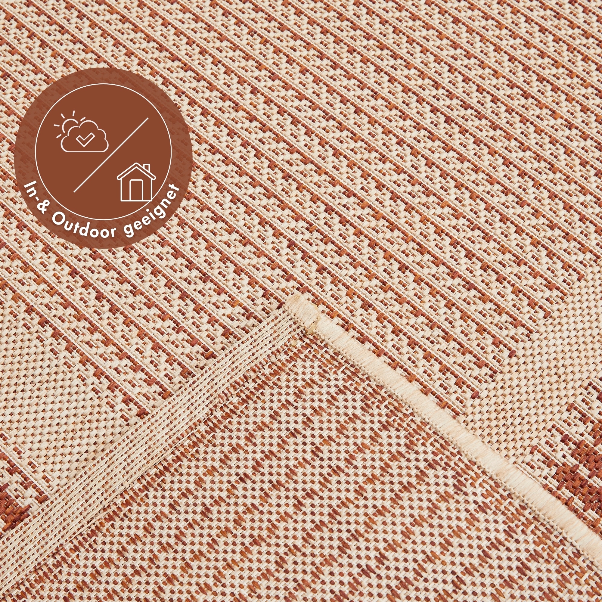 Andiamo Teppich »ARIZONA 2« rechteckig 5 mm Höhe Flachgewebe, mit Bordüre, In- und Outdoor geeignet, Wohnzimmer