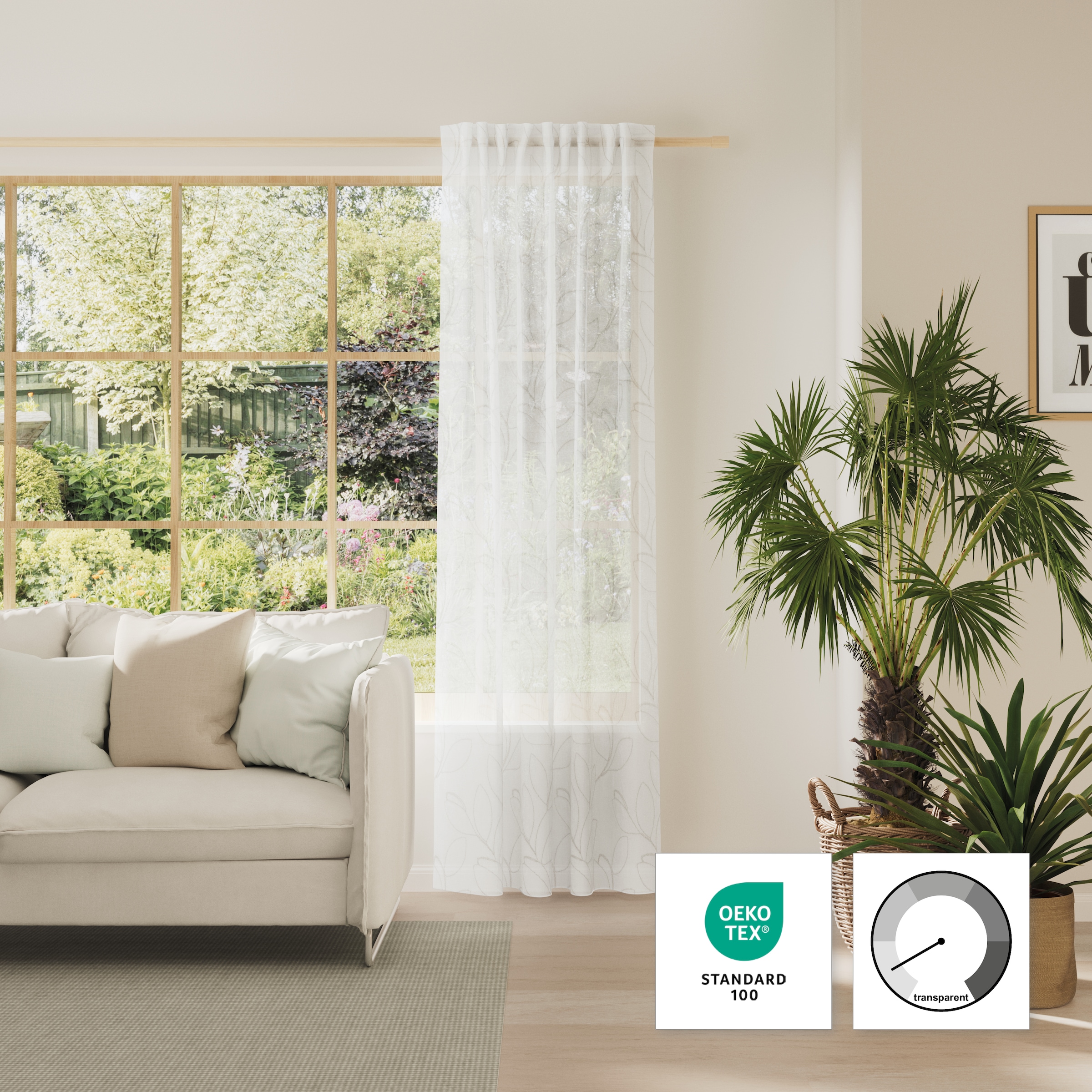 Neutex for you! Rideau »NENA« Bande multifonctionnelle 1 cuis tlg. aspect bouclé, structure croisée, motif brodé