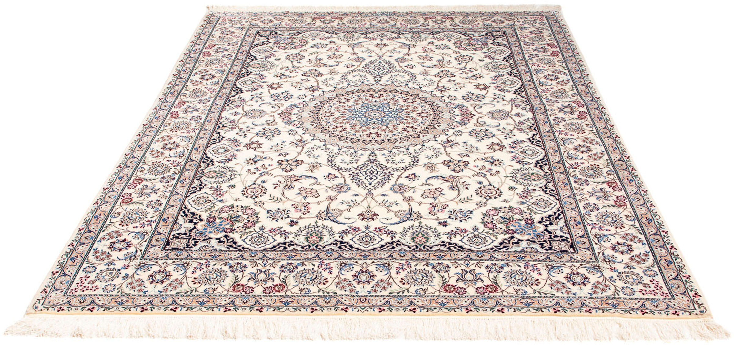 Image of morgenland Orientteppich »Perser - Nain - Premium - 210 x 163 cm - beige«, rechteckig, 6 mm Höhe, Wohnzimmer, Handgeknüpft, Einzelstück mit Zertifikat bei Ackermann Versand Schweiz