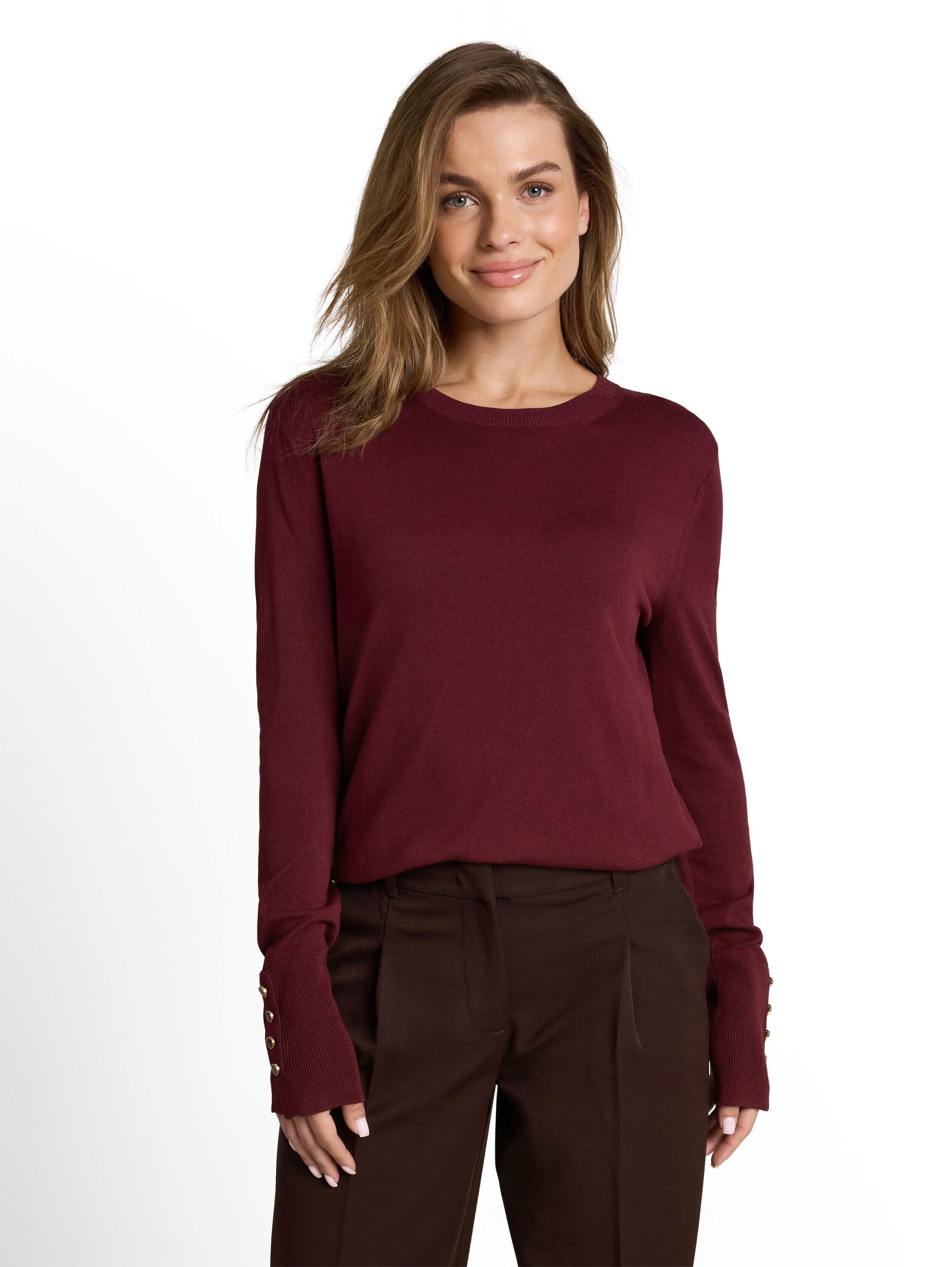 Image of TOM TAILOR Strickpullover "Regular" Dekorative Knopfdetails an den Ärmelbündchen / Viskose