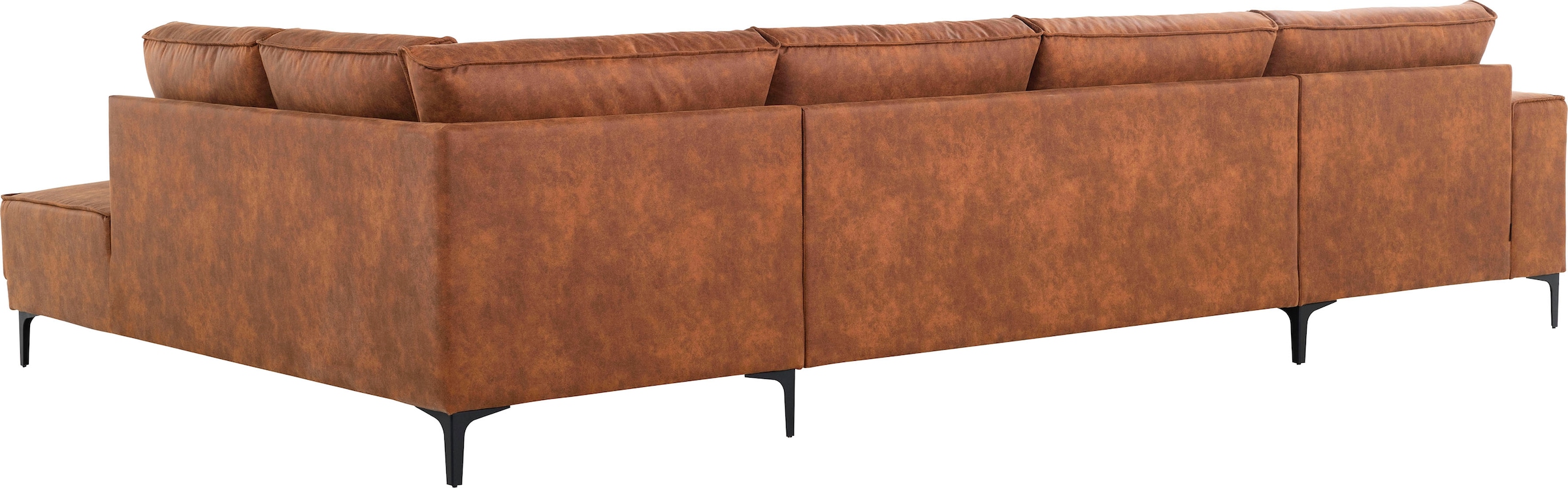 Places of Style Wohnlandschaft »XXL Sofa Oland, Struktur, Flachgewebe, Luxus-Microfaser, Boucle«, U-Form, 345 cm, Wellenunterfederung, Skandi-Design, Metallfüsse